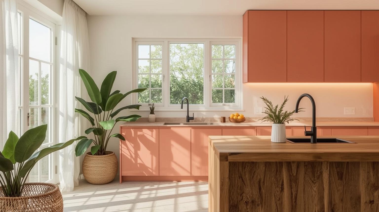 Melon-Hued Accent Wall