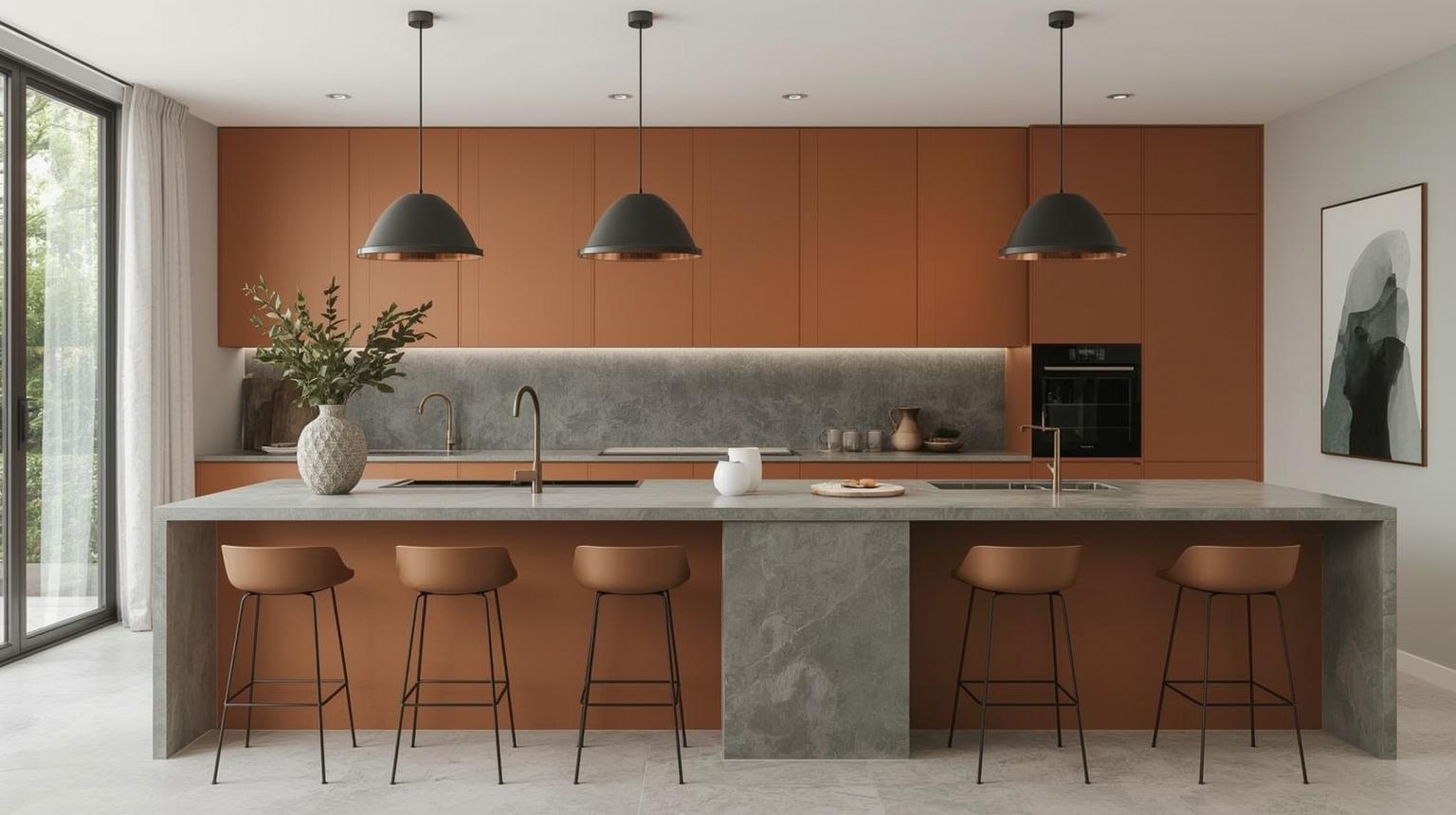 Orange and Gray Kitchen