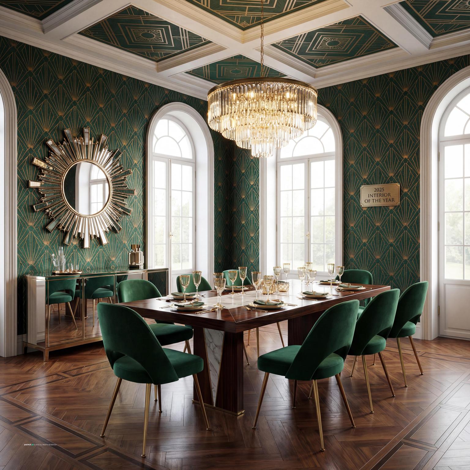 Stunning Art Deco Dining Room with Gold Accents for 1920 Interior Design Style