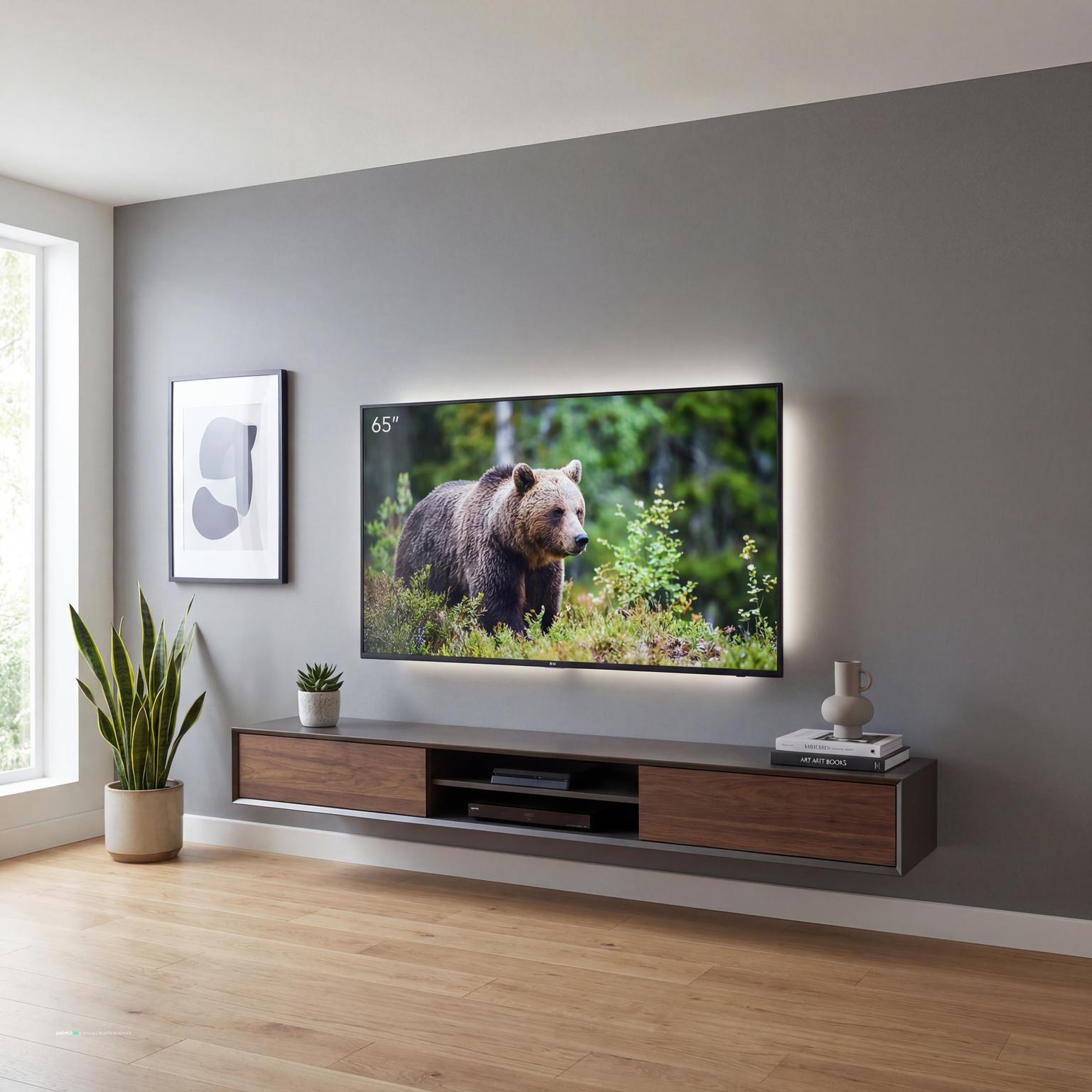 Sleek contemporary living room design with minimalist built-in storage, clean lines, integrated media units, and hidden compartments.