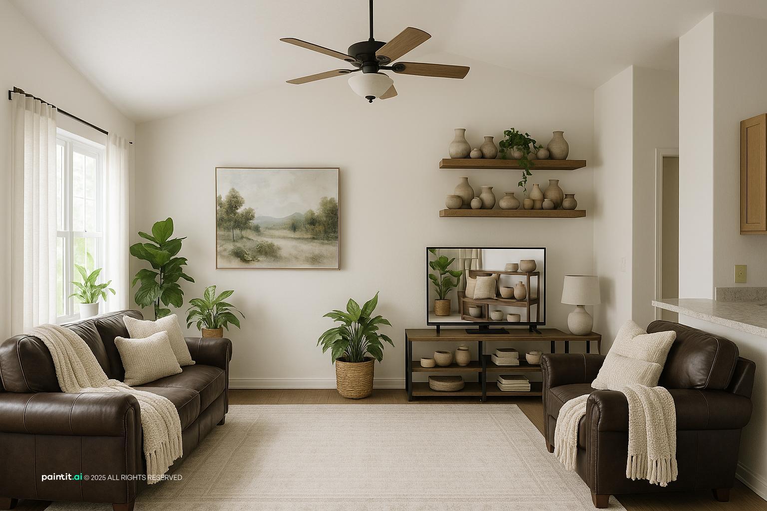 Farmhouse Sage Green Living Room - Design Ideas | Paintit.ai - 13