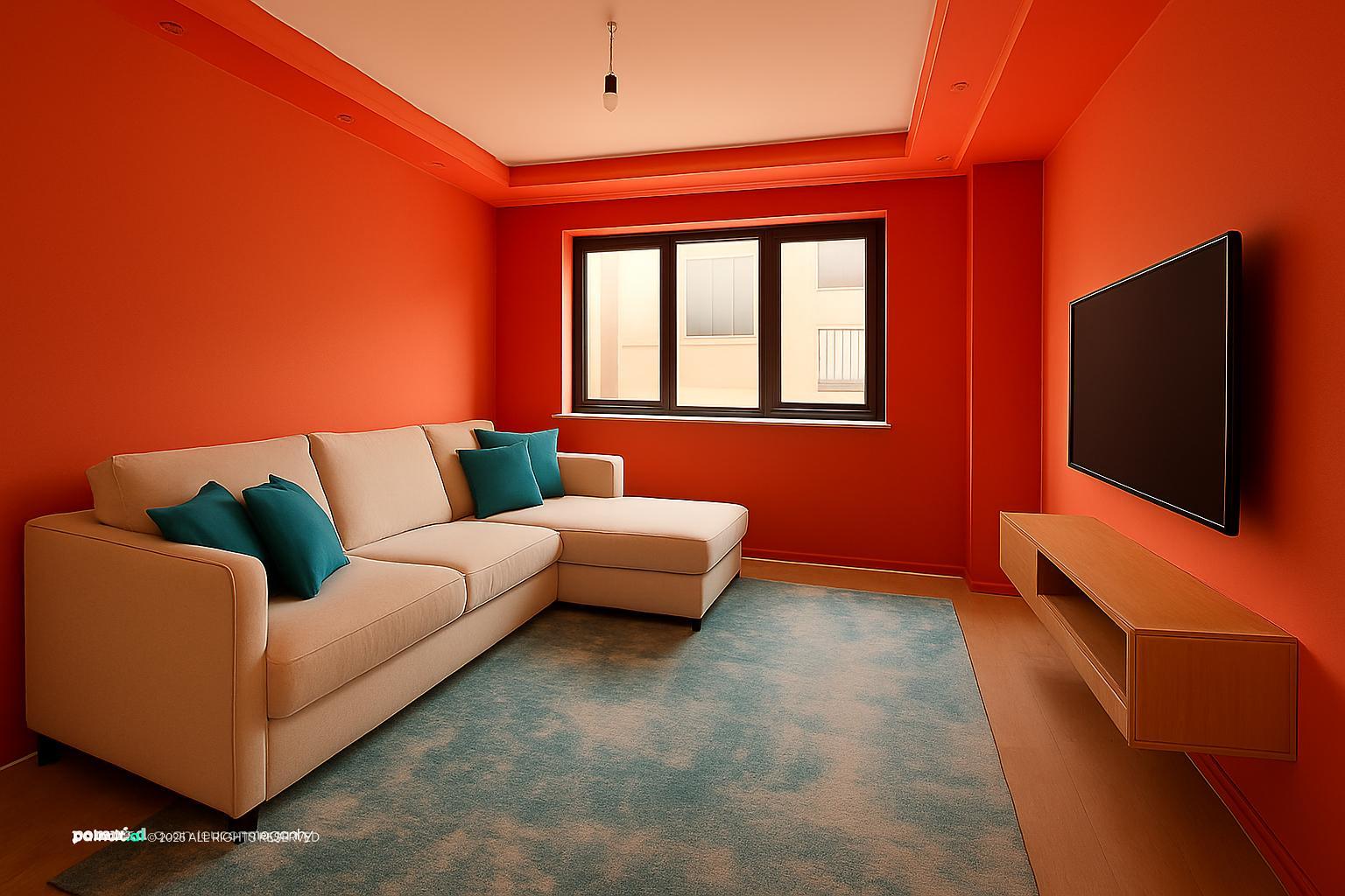 Orange and Blue Living Room - Vibrant Design Concepts | Paintit.ai - 13