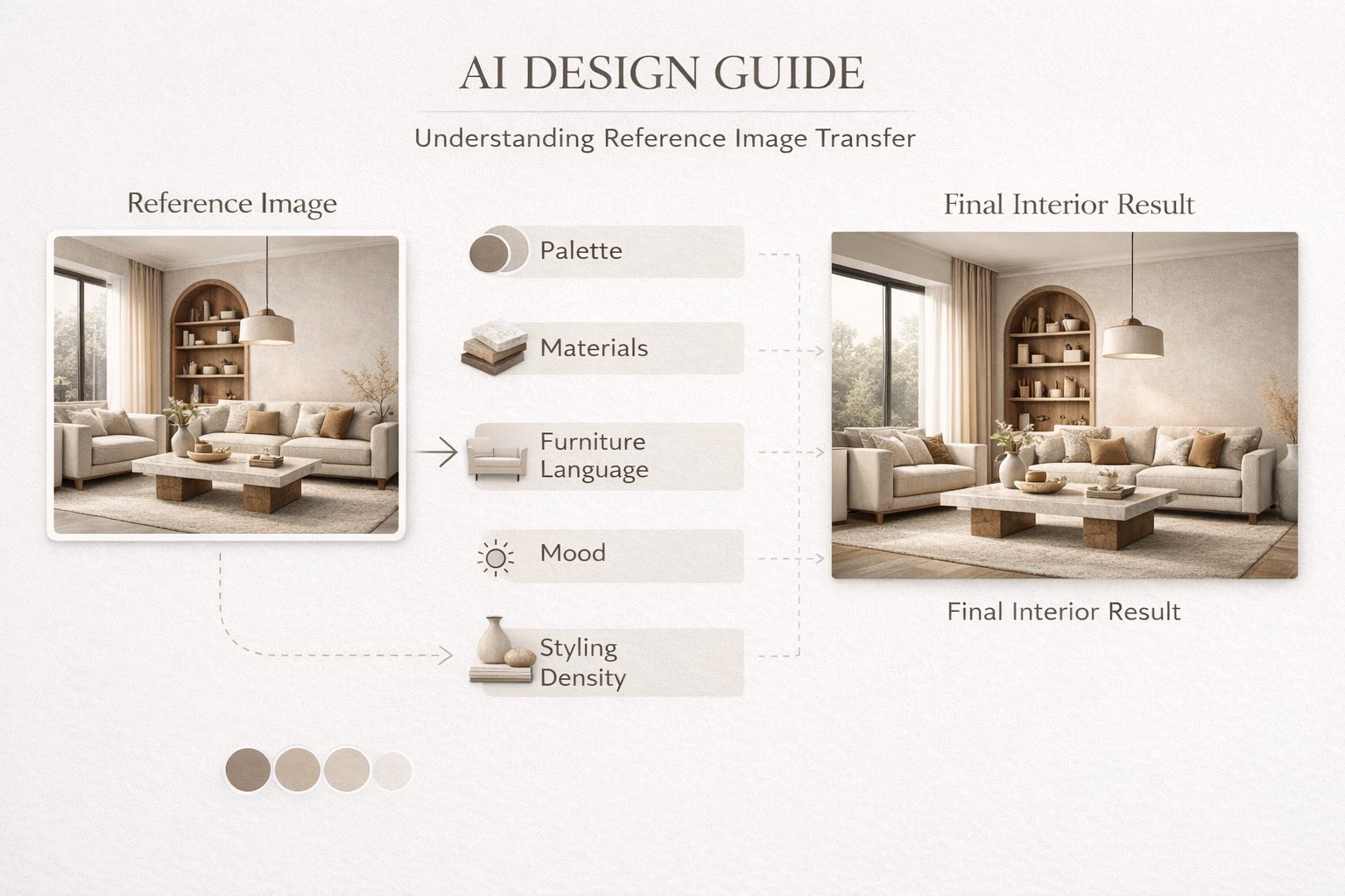 Educational layout showing which parts of a Pinterest reference should be transferred into a Paintit.ai design