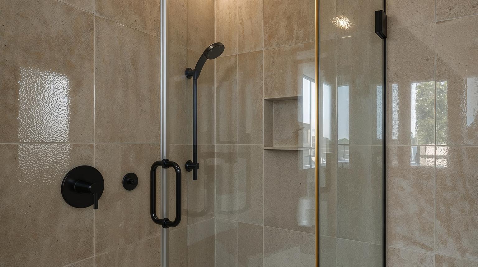 Gold-Edged Glass Shower Doors