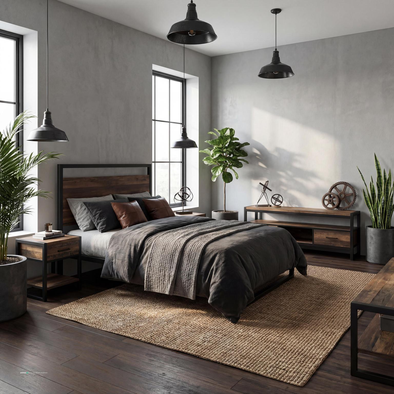 Vintage Industrial Living Room - Design Inspiration | Paintit.ai - 17