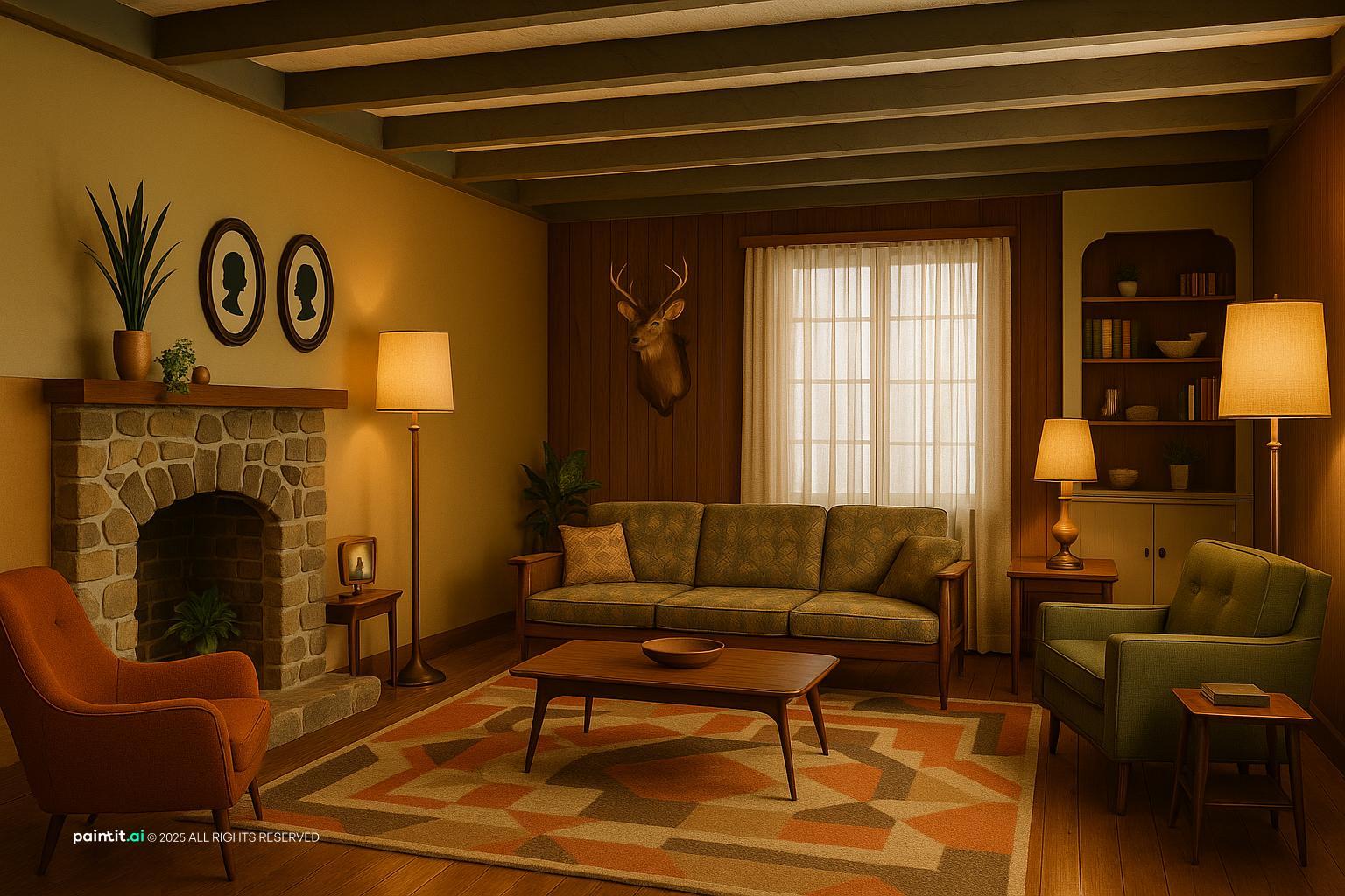 1960s Living Room: Mid-Century Modern Decor | Paintit.ai - 24