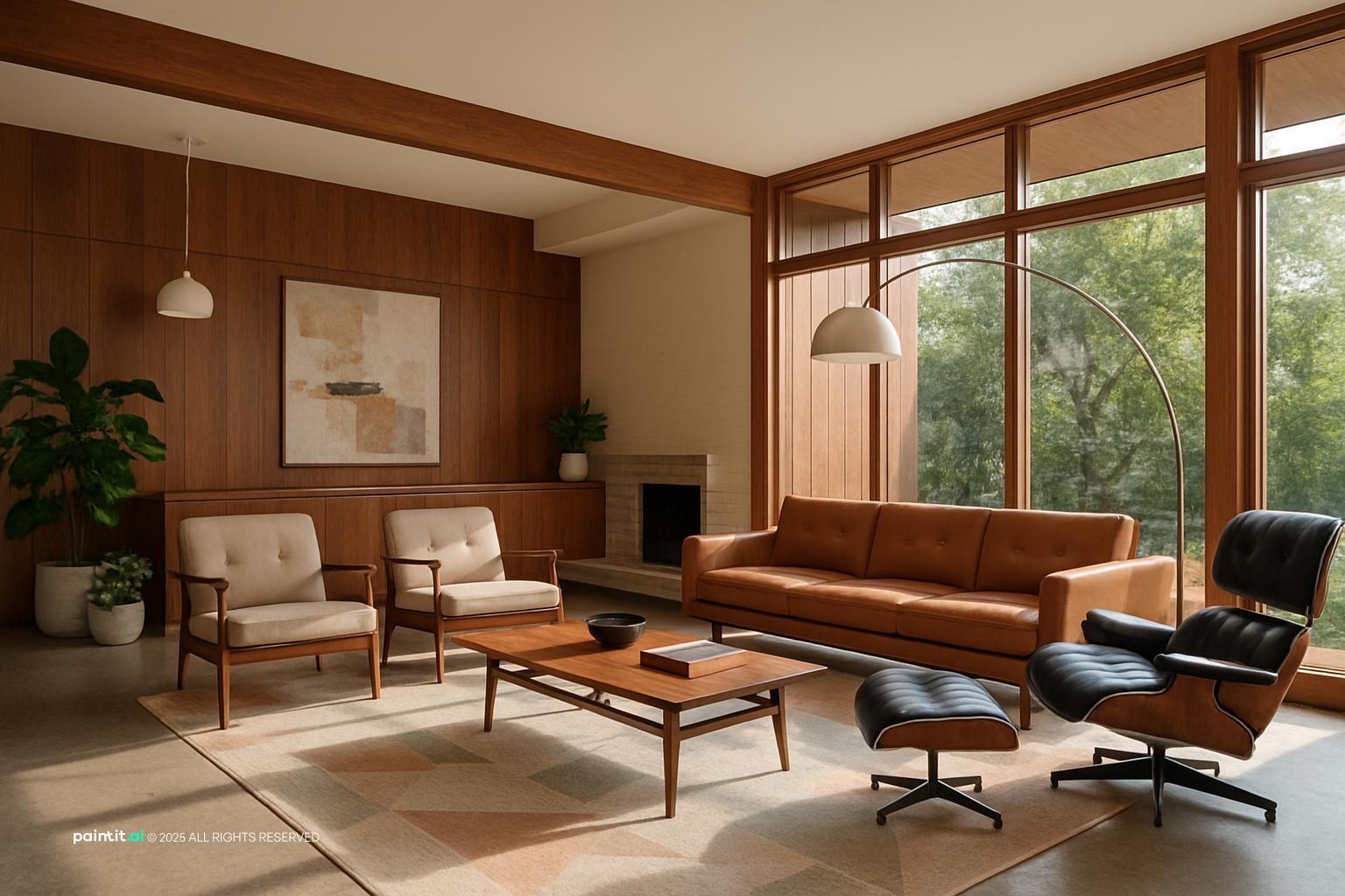 Frank Lloyd Wright inspired interior design visual reference 9: built-in feeling through continuous lines