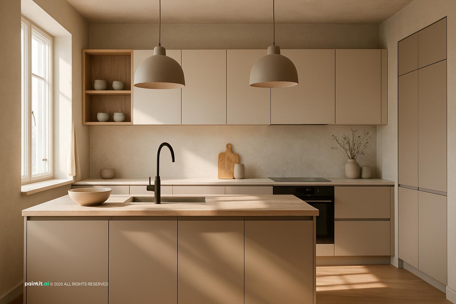 Layered Neutral Kitchen for Kelly Hoppen Interior Design Style