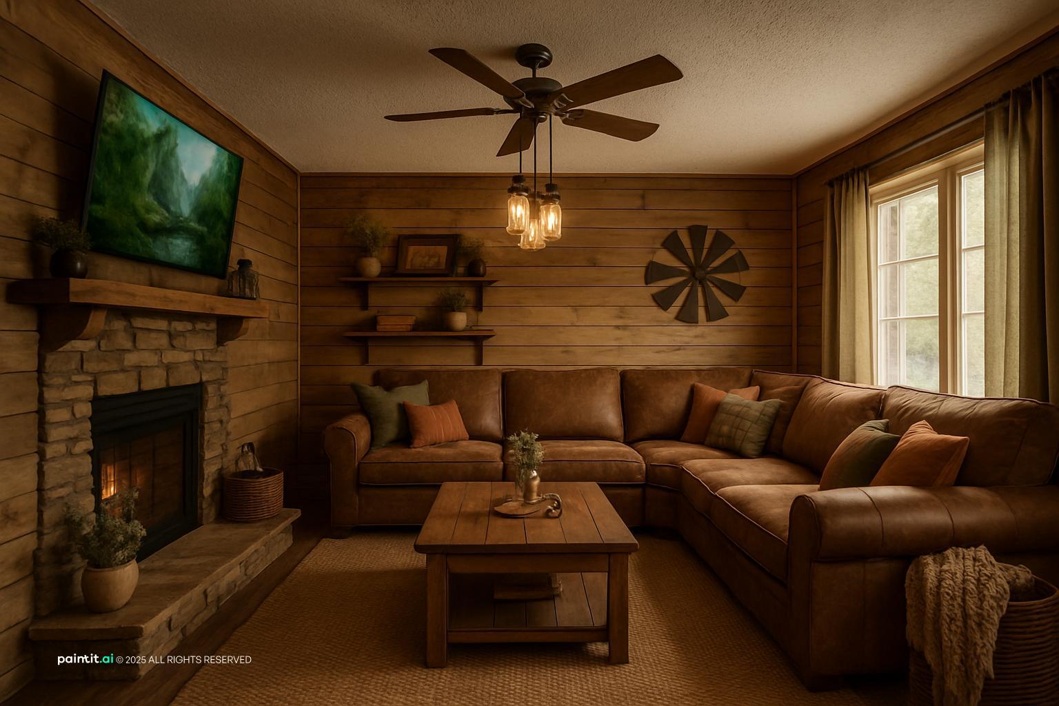 Log Cabin Living Room - Design Ideas | Paintit.ai - 26