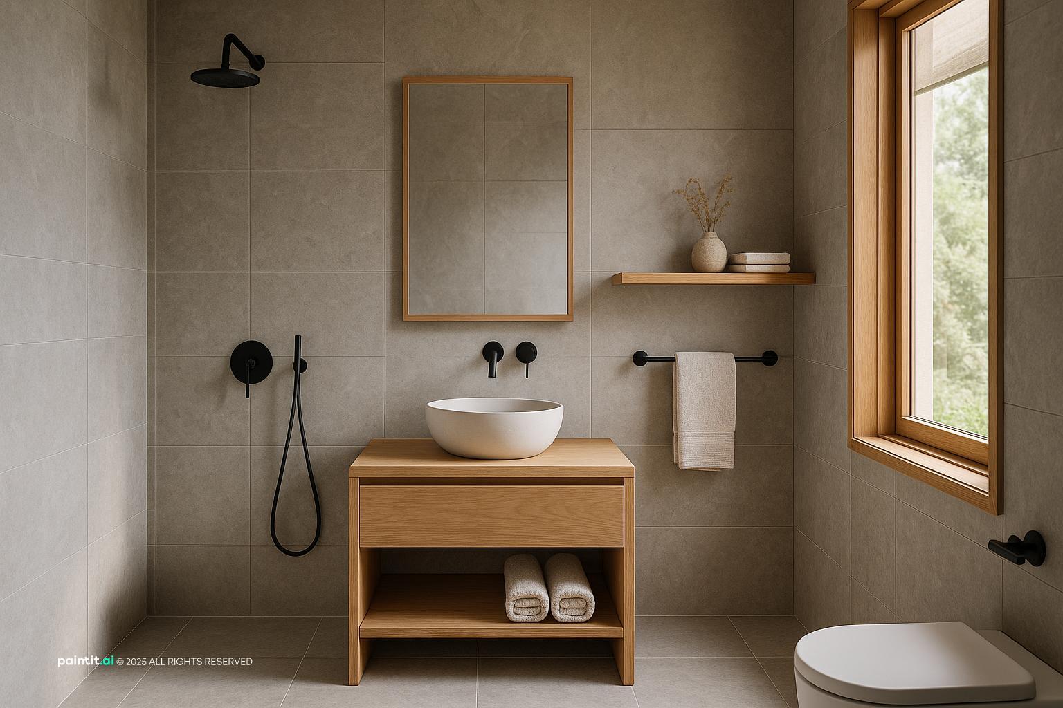 Calm Minimalist Bathroom for Muji Style Interior Design