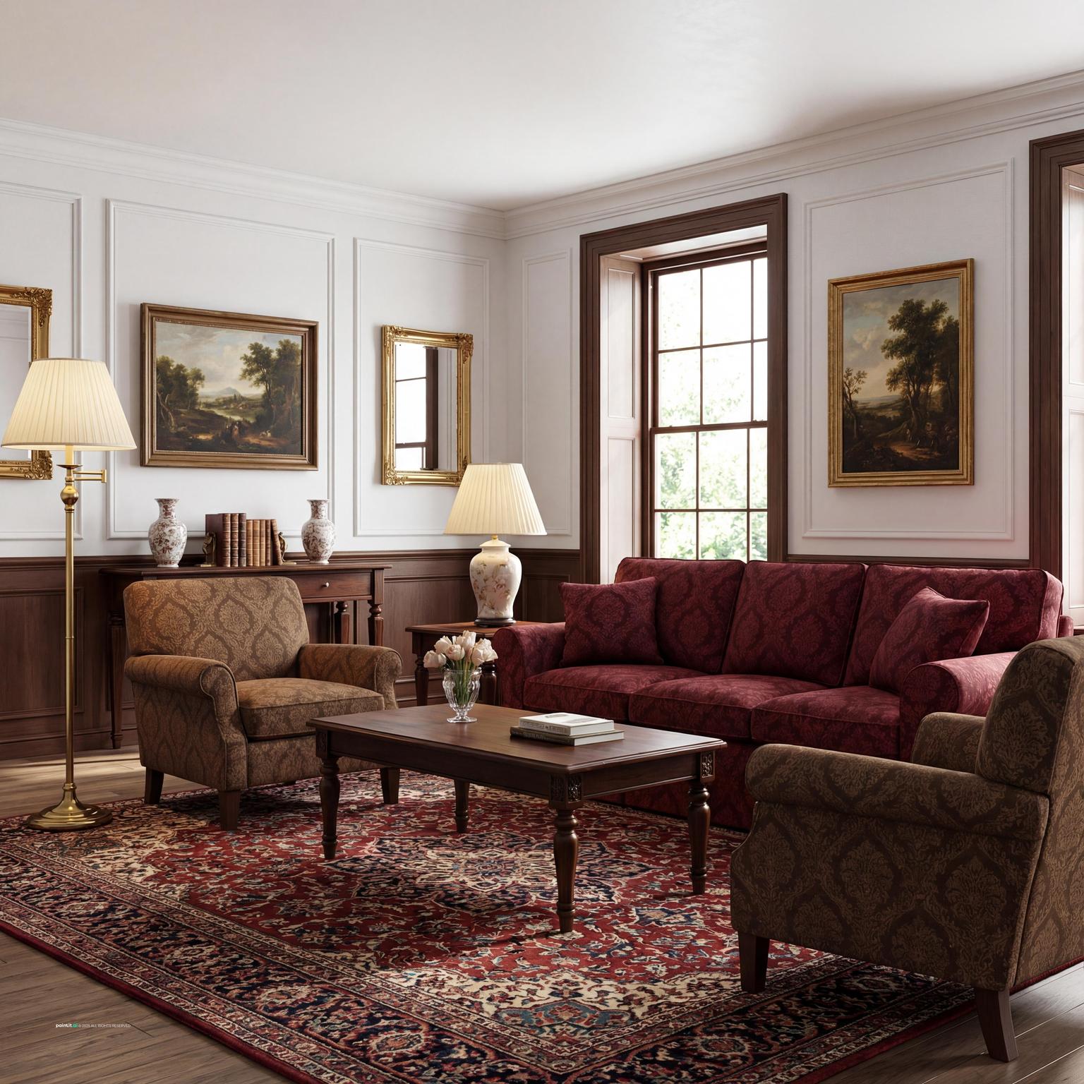 Wine Red Living Room: Elegant Decor Ideas | Paintit.ai - 13