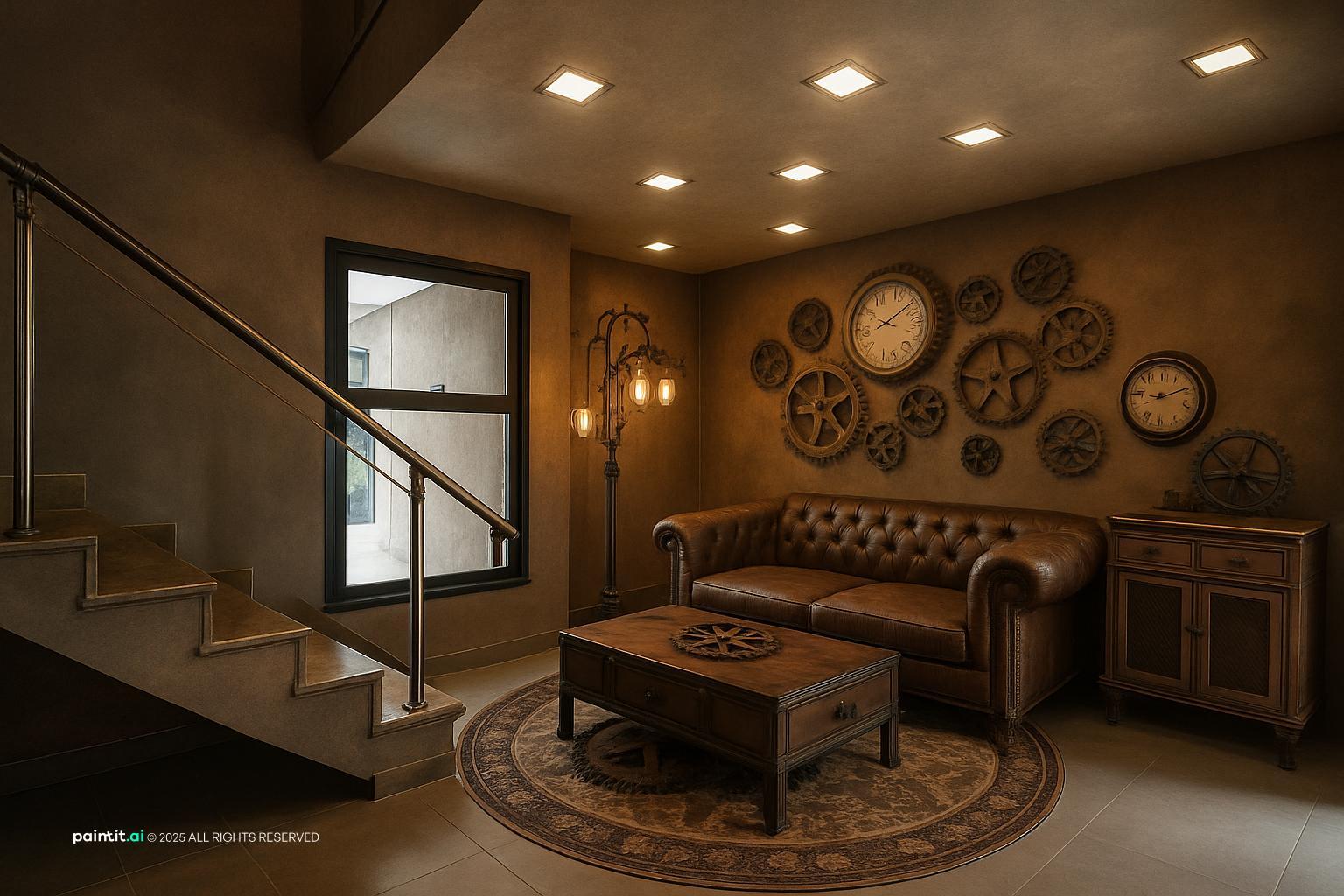 Vintage Industrial Living Room - Design Inspiration | Paintit.ai - 13