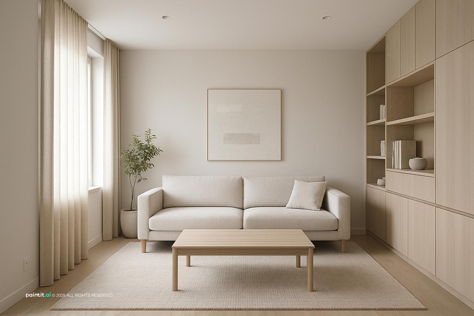 Minimalist Living Room Design with open layout and clean lines and a calm living room atmosphere.