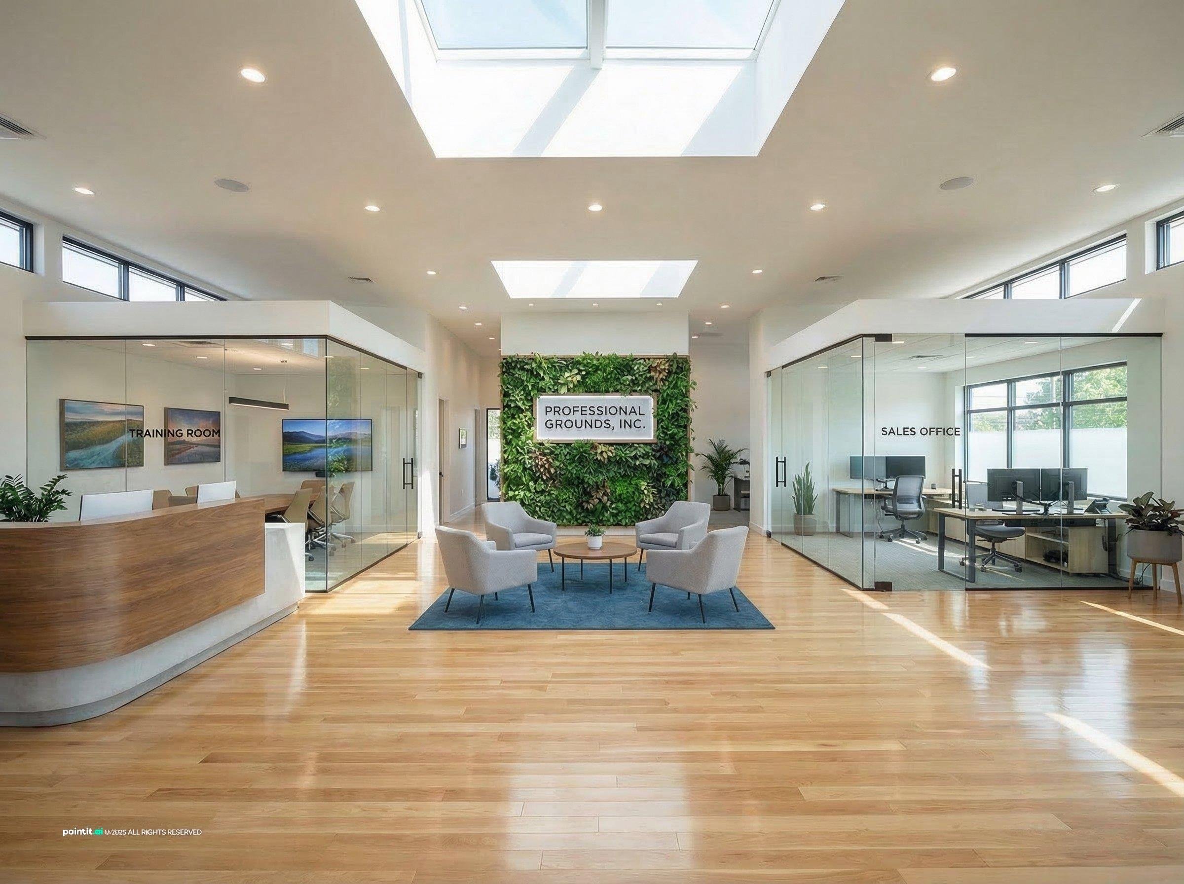 Modern office reception and waiting area