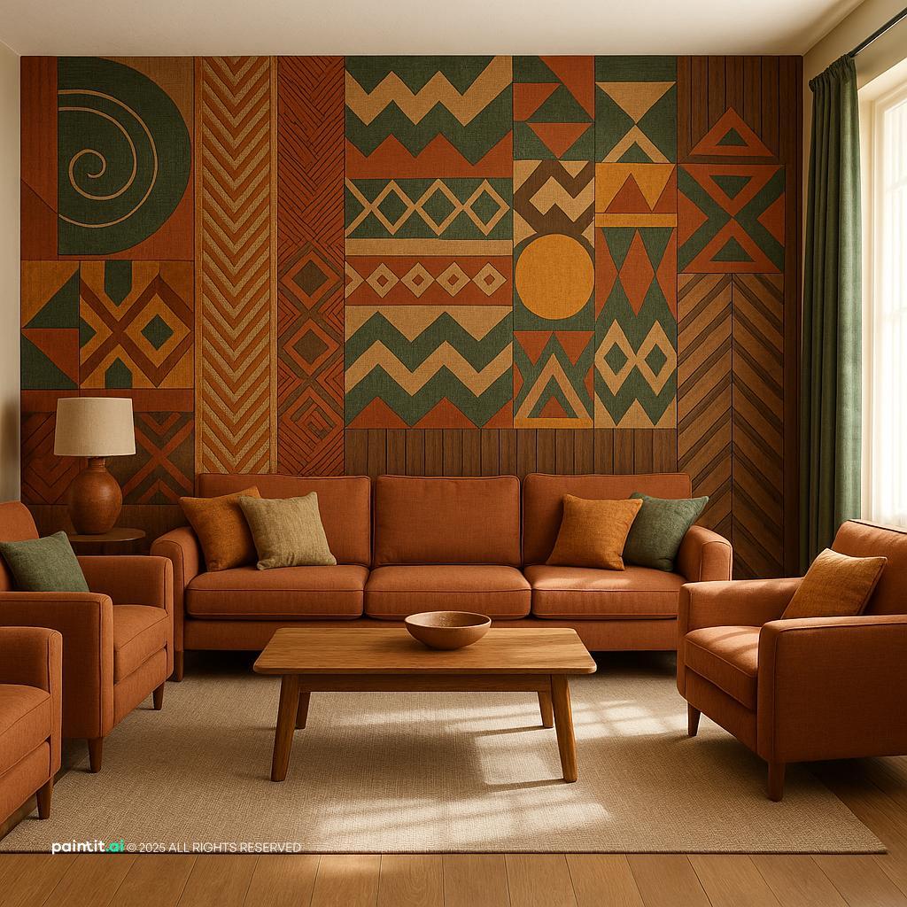 Tiwa-Inspired Living Room Design with earthy tones and a calm living room atmosphere.