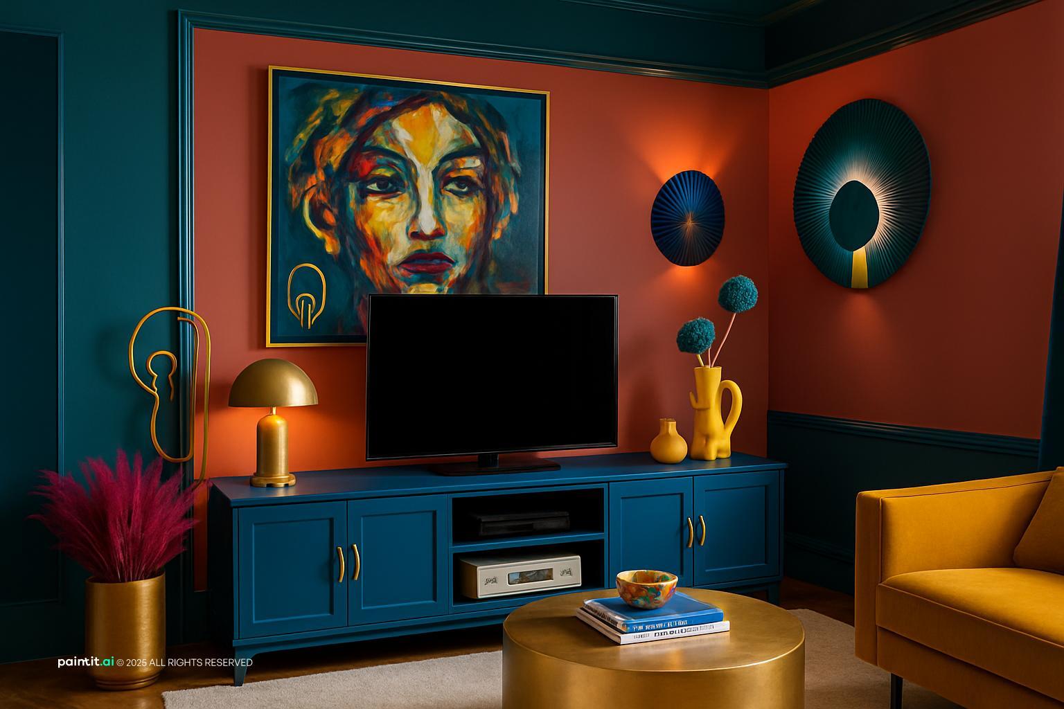 Teal and Mustard Living Room: Decor Inspiration | Paintit.ai - 6