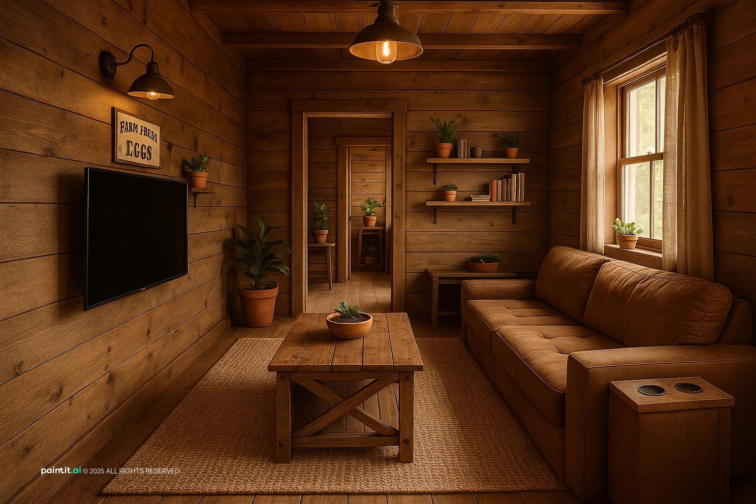 Vintage Industrial Living Room - Design Inspiration | Paintit.ai - 1