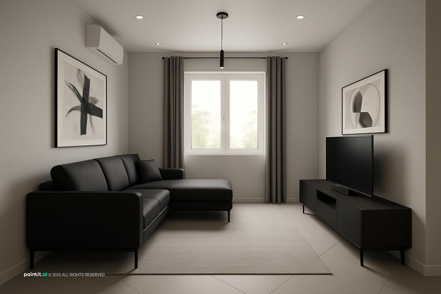 White Living Room With Black Trim - Elegant Interiors | Paintit.ai - 19