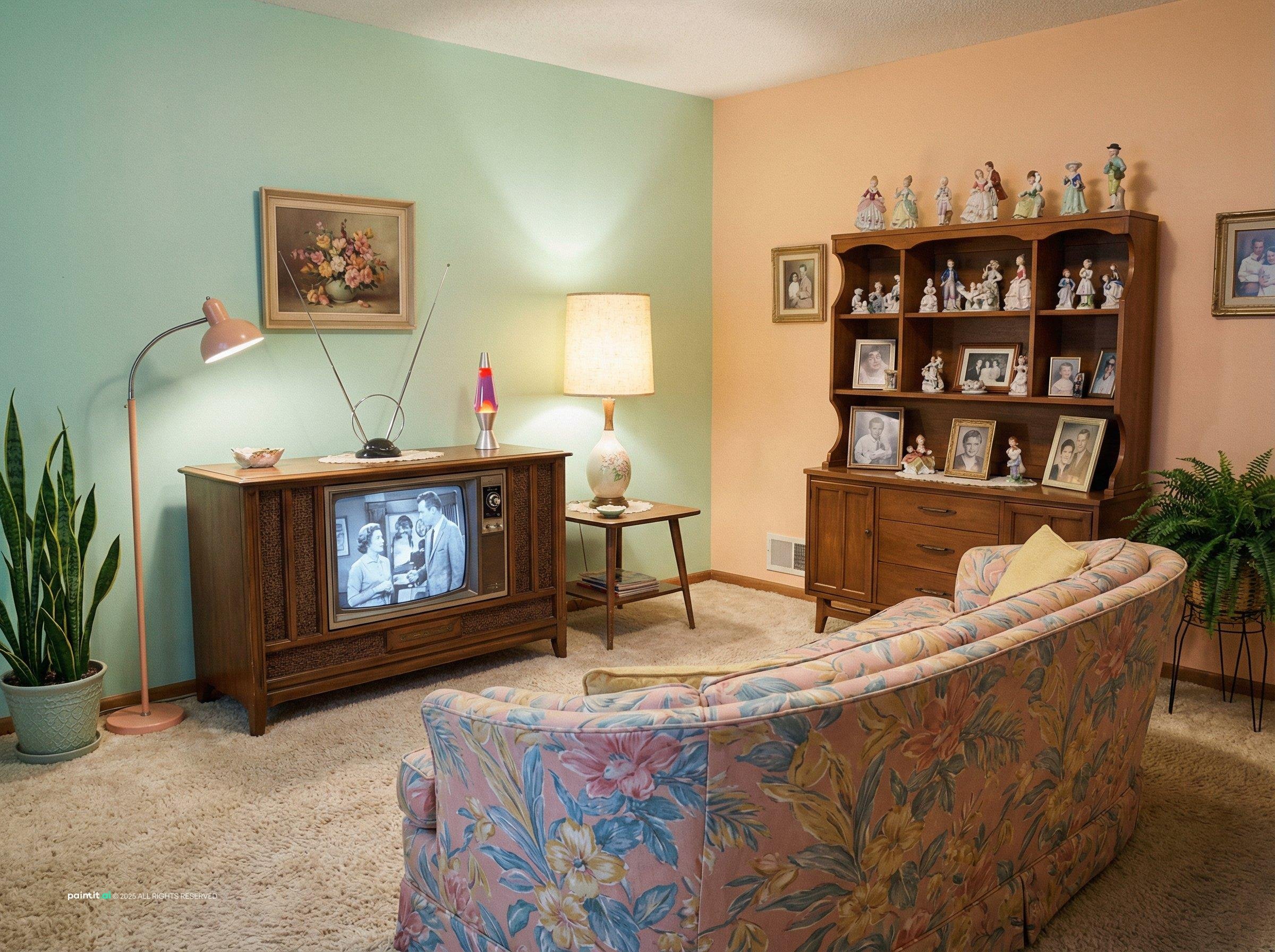 Middle Class 1940s Living Room - Vintage Home Inspiration | Paintit.ai - 12