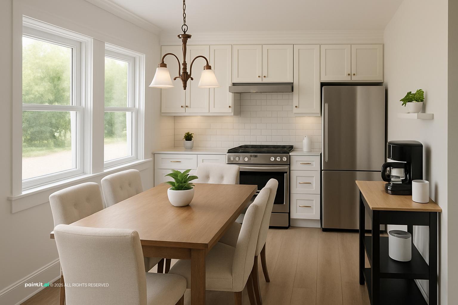 White Kitchen and Living Room: Elegant Interiors | Paintit.ai - 26