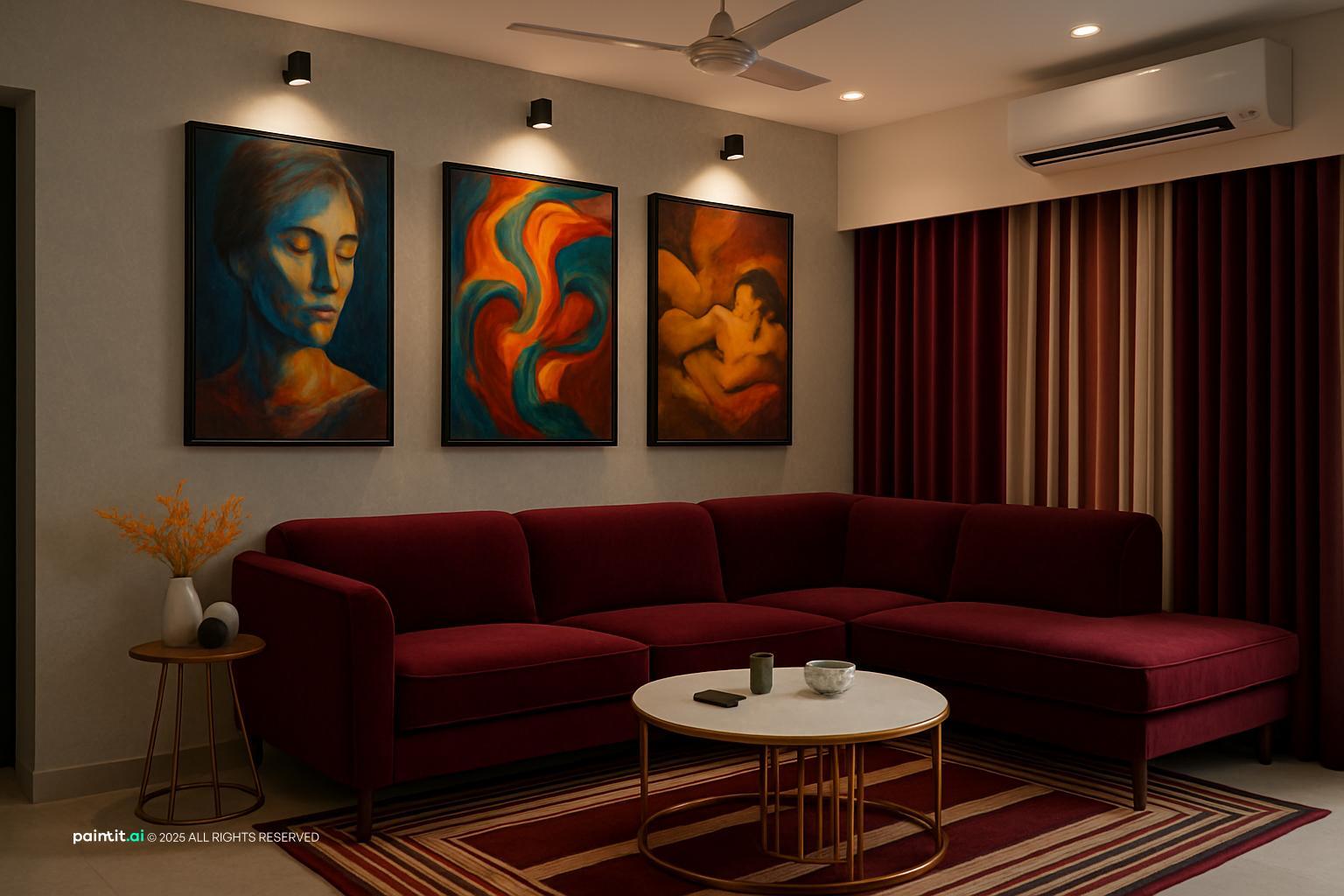 Wine Red Living Room: Elegant Decor Ideas | Paintit.ai - 8