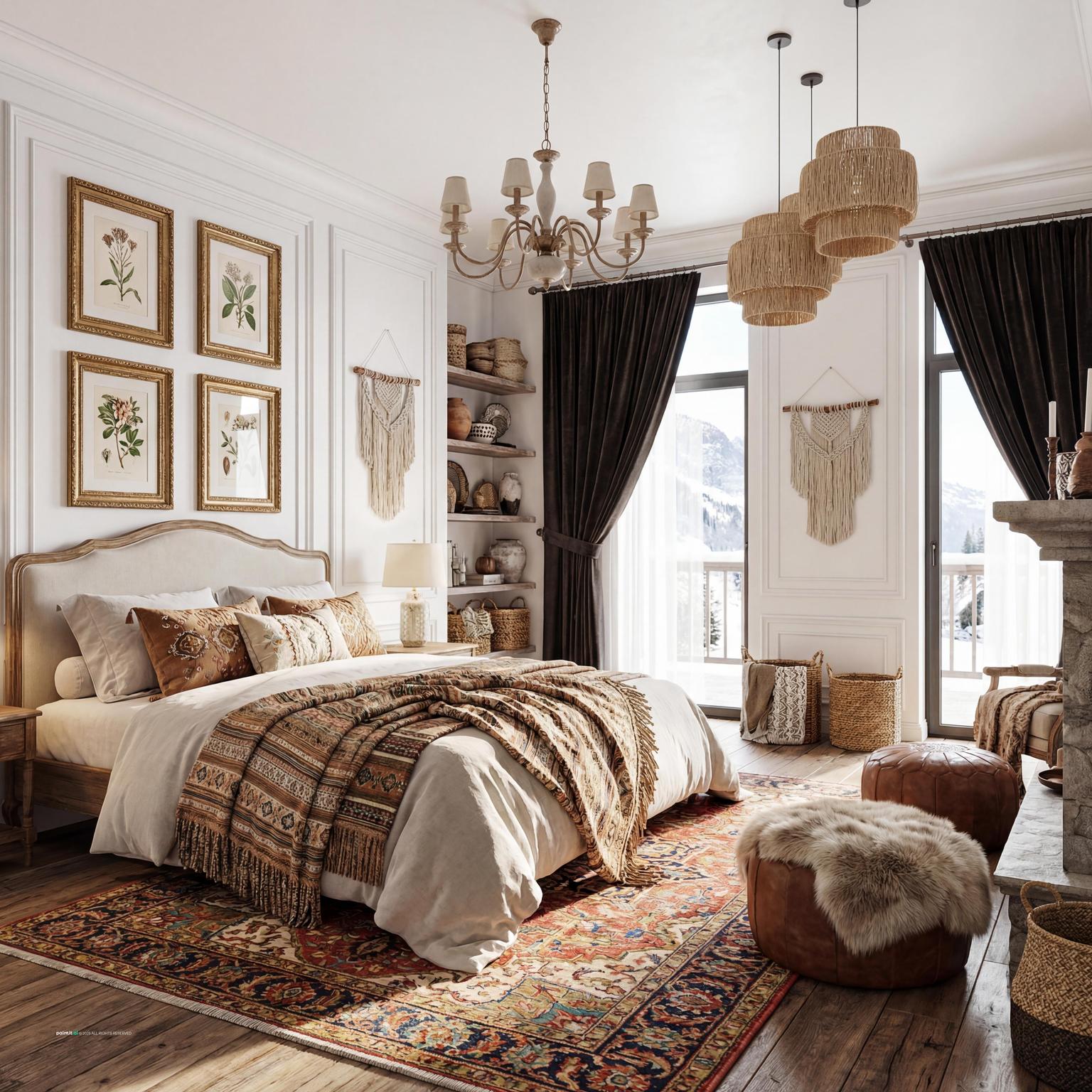 Luxurious Neoclassic Ski Chalet Bedroom for Chalet Style Interior Design