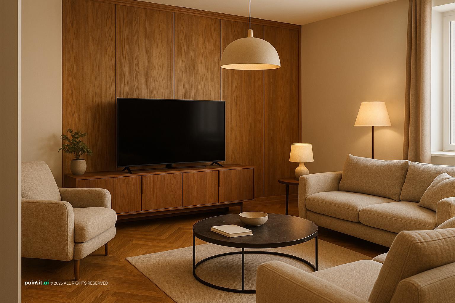 White Wood Paneling Living Room - Design Ideas & Style Guide | Paintit.ai - 12