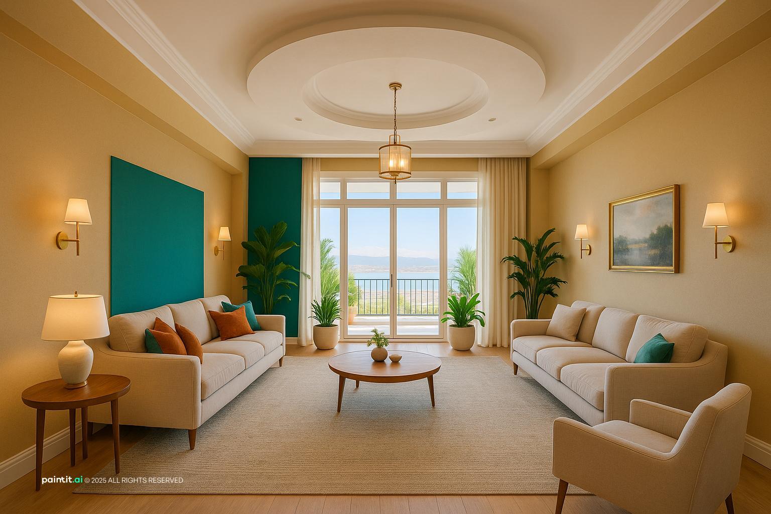 Sage Green and Blue Living Room - Design Inspiration | Paintit.ai - 27