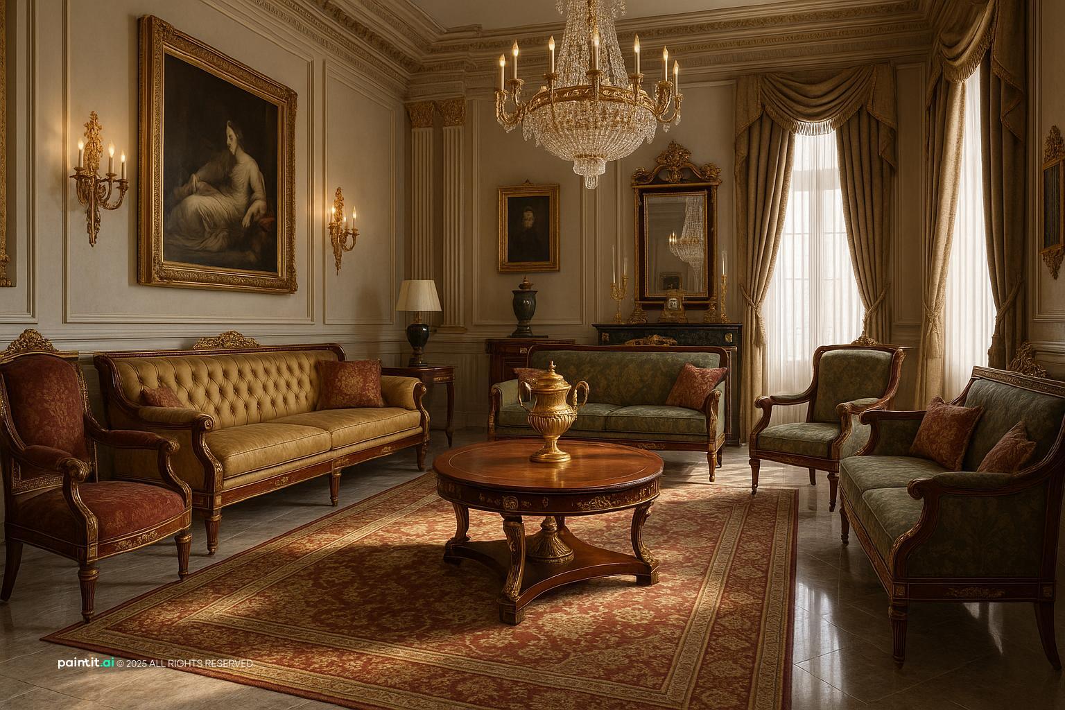 Royal Style Living Room with Statement Lighting for Royal Style Interior Design
