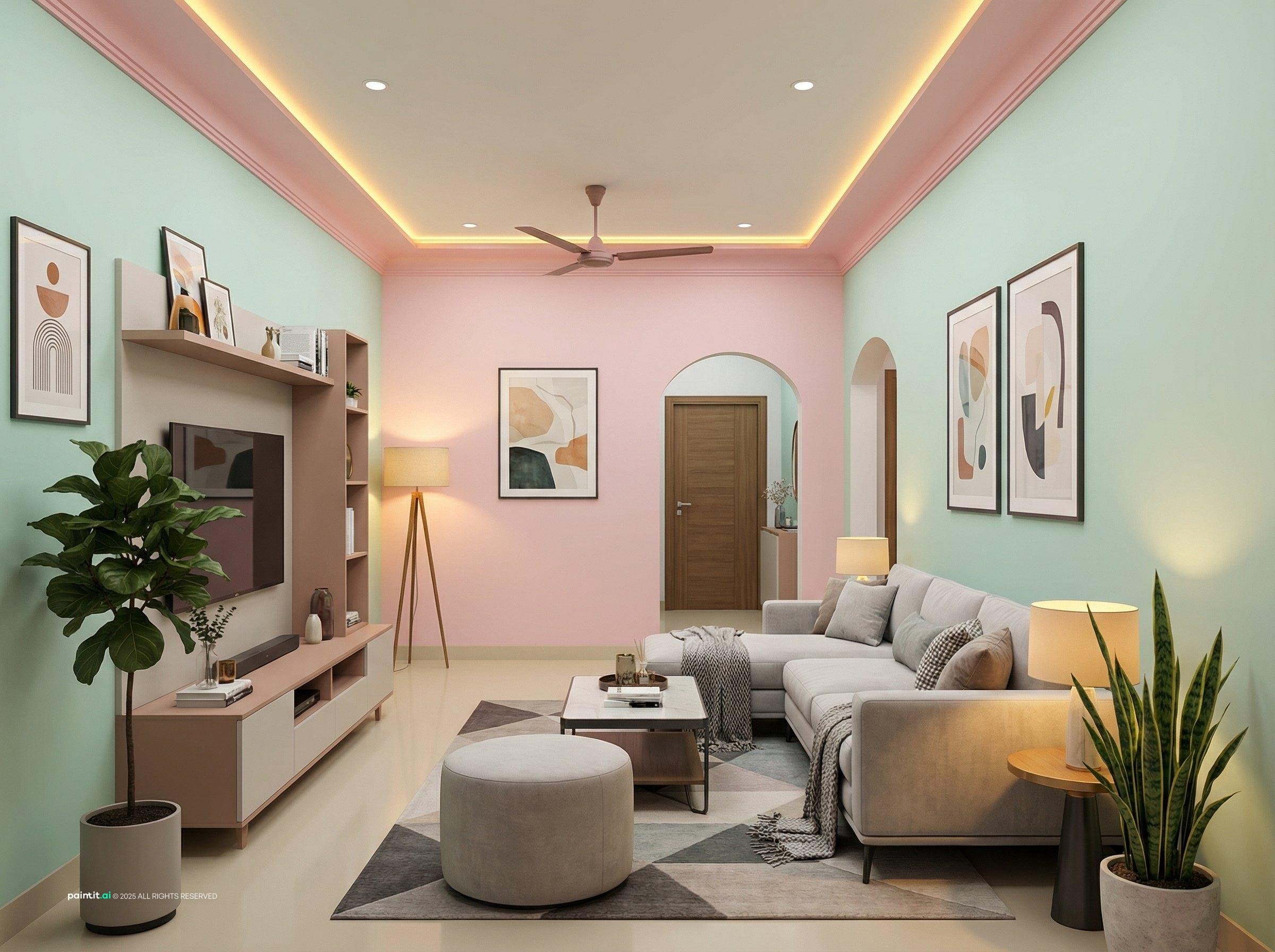 Light Pink Living Room - Design Inspiration | Paintit.ai - 28