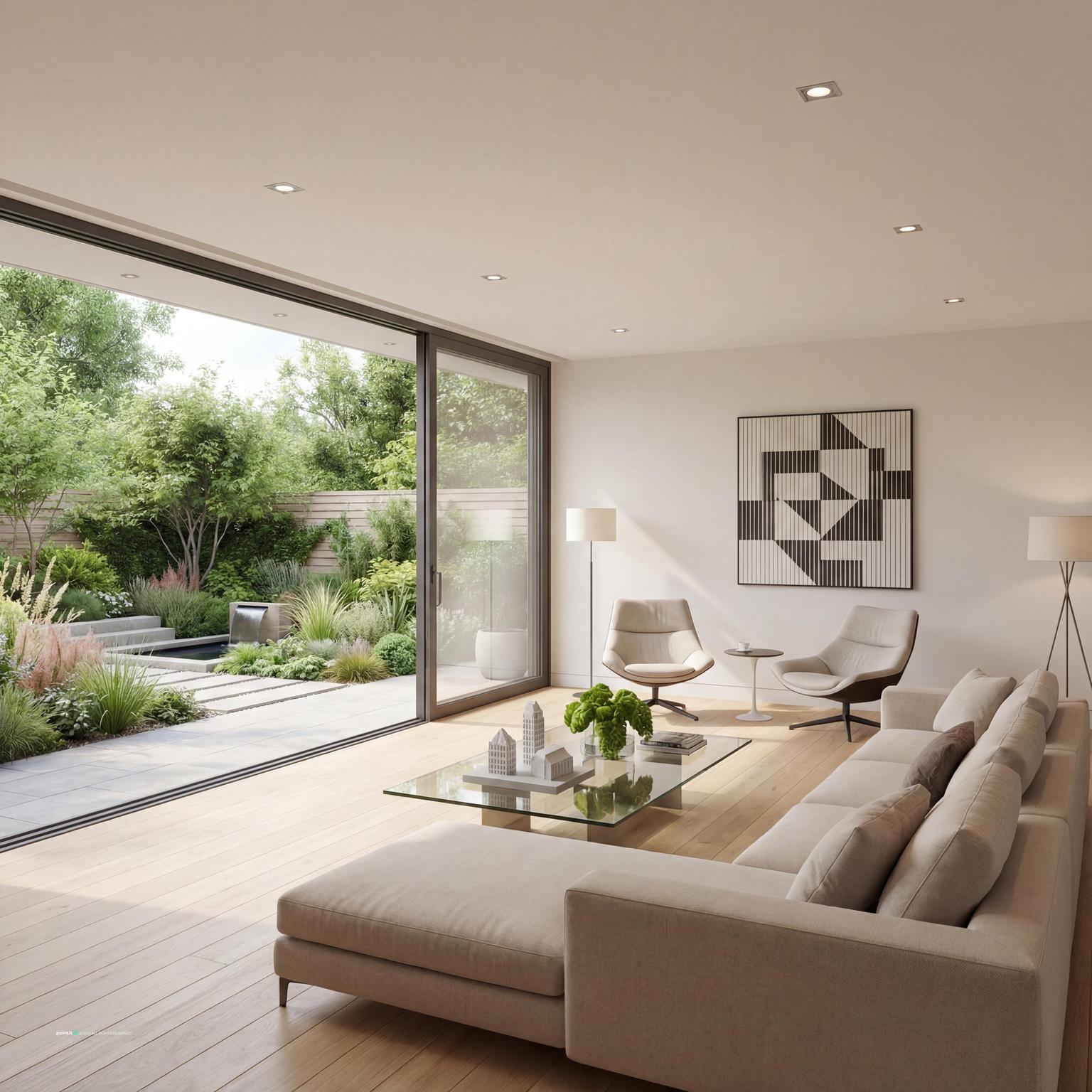 Stunning contemporary garden room design with wicker living room ideas, blending indoor comfort with outdoor natural beauty.