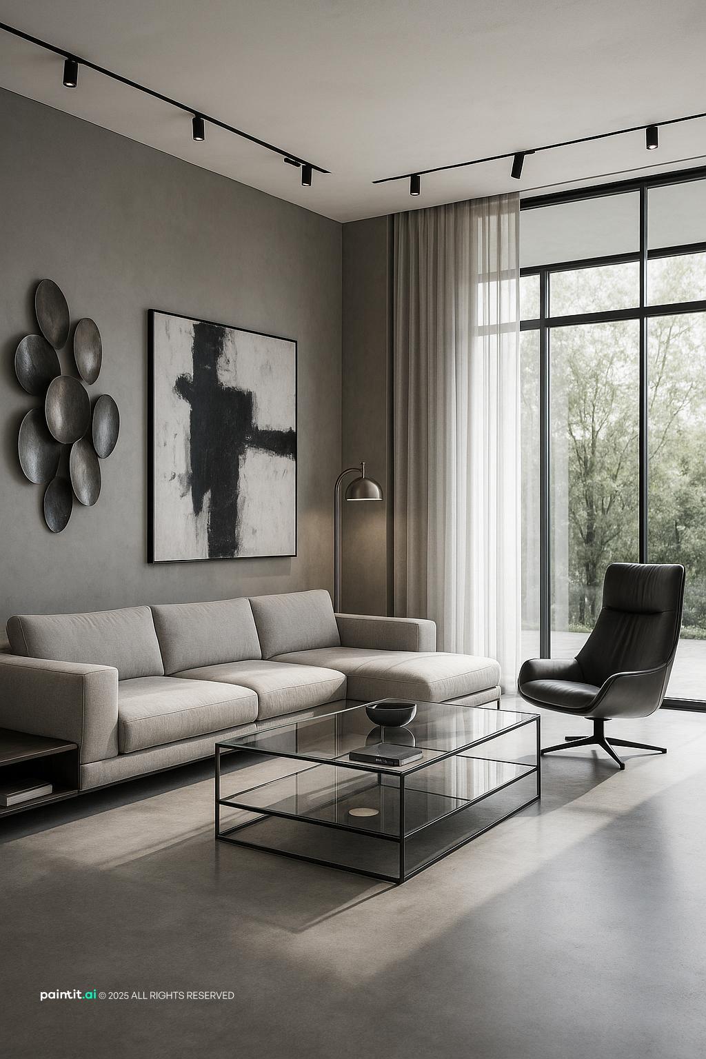 White Living Room With Black Trim - Elegant Interiors | Paintit.ai - 34