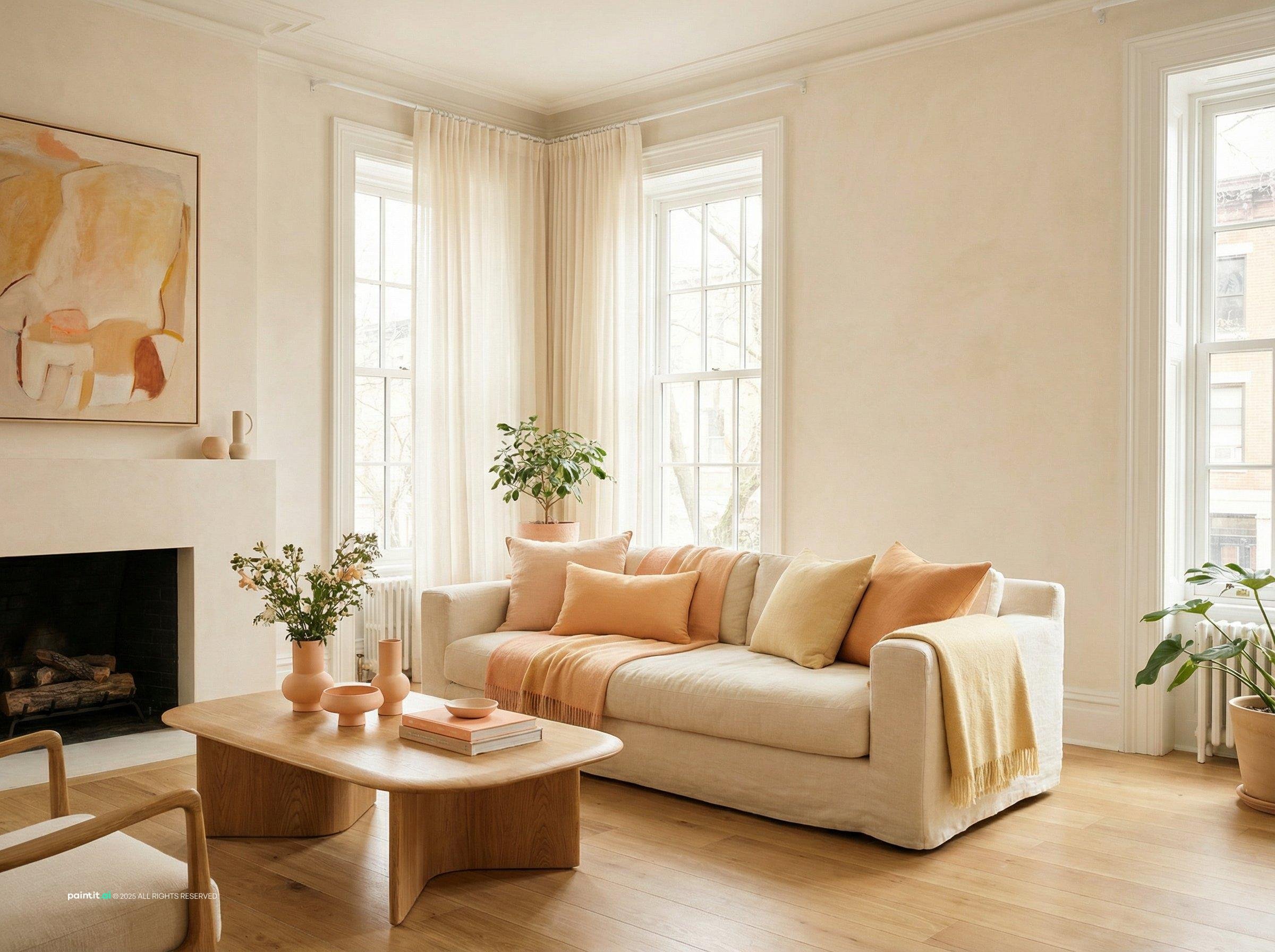 Yellow and White Living Room - Chic Interior Design Guide | Paintit.ai - 12