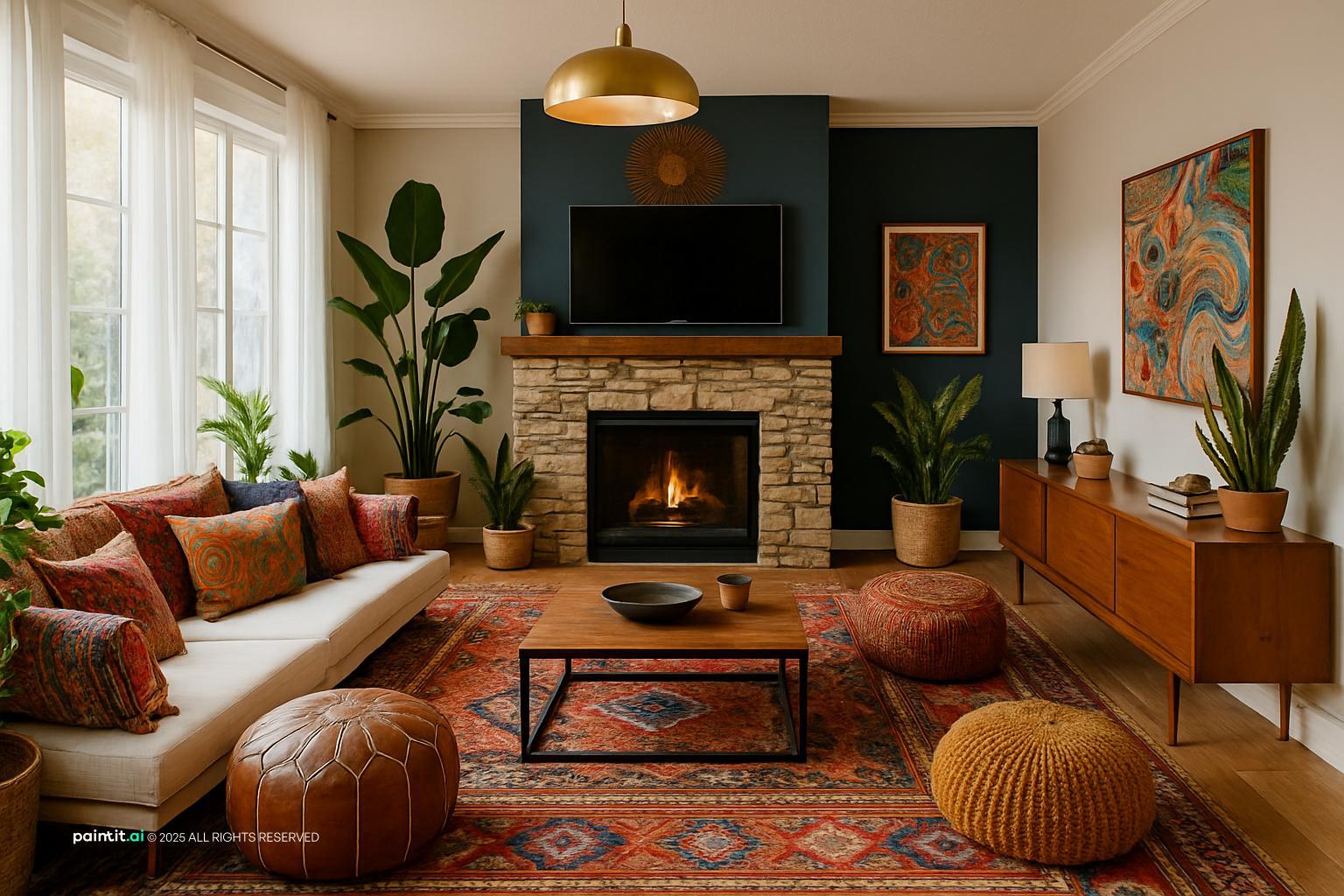 Boho Coastal Living Room: Design Inspiration | Paintit.ai - 15