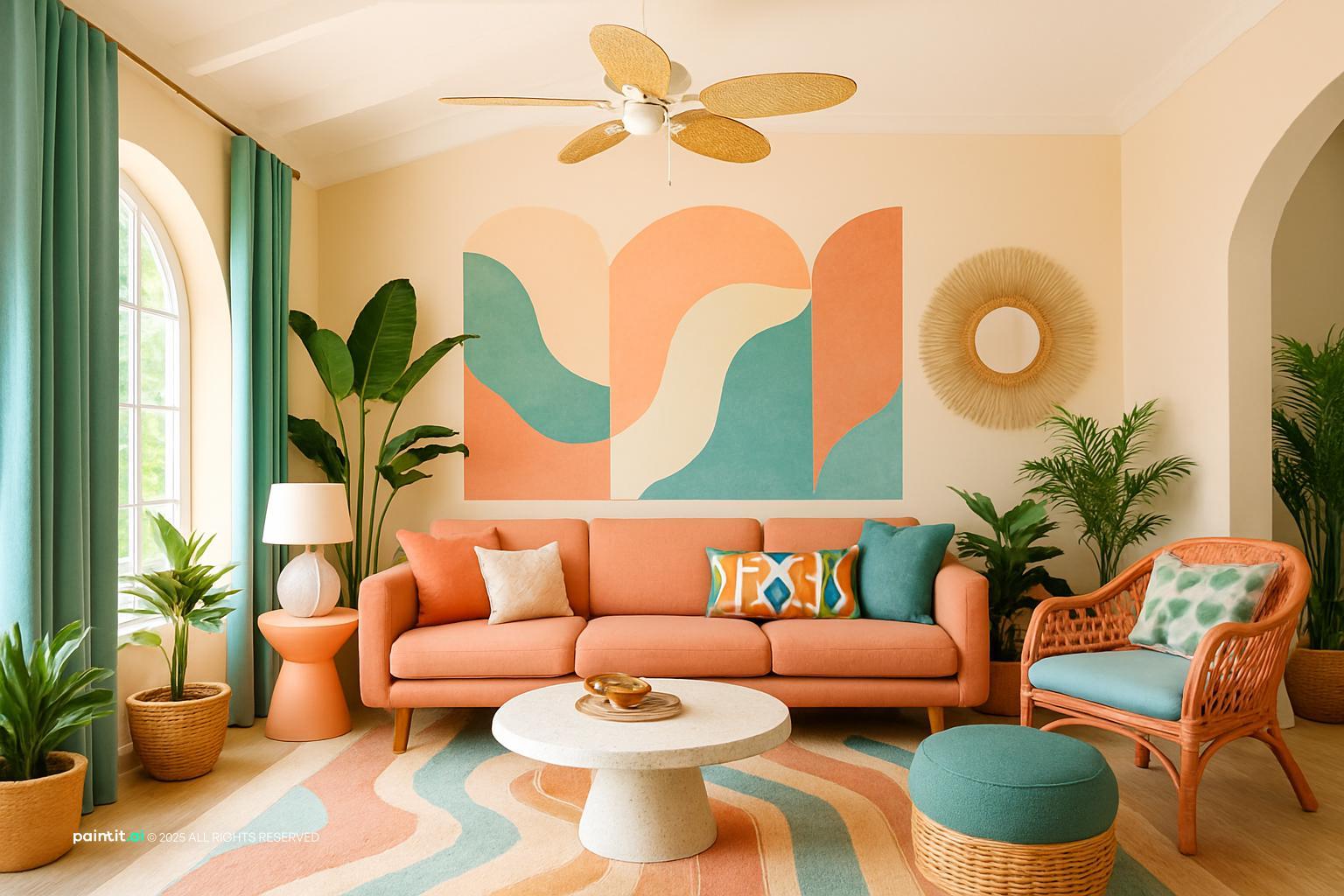 Blue and Green Living Room: Design Ideas | Paintit.ai - 24