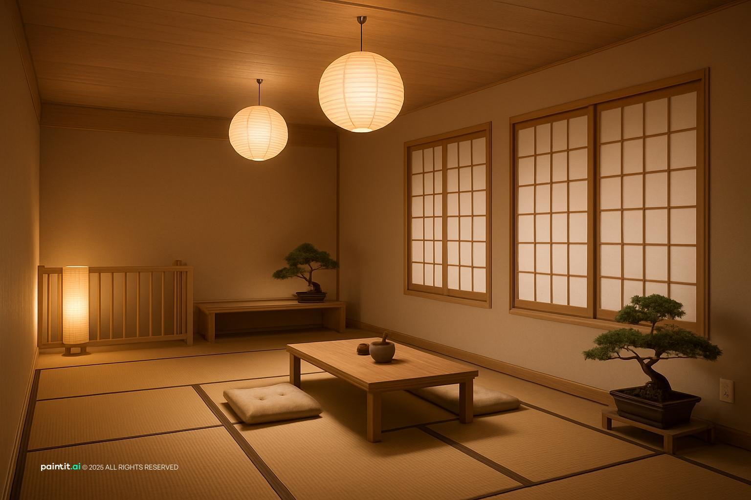 Zen Japanese Minimalist Living Room - Elegant Interior Concepts | Paintit.ai - 31