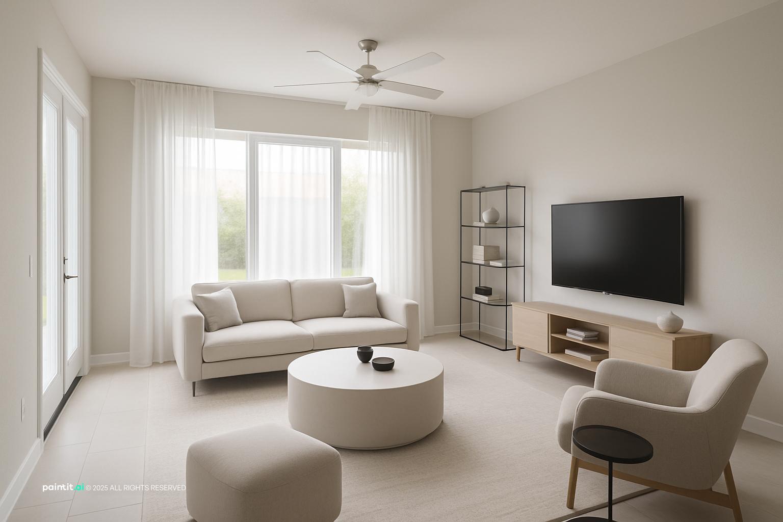 Zebra Shades Living Room - Modern Window Treatments | Paintit.ai - 23