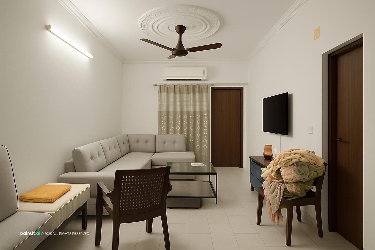 White Floors Living Room - Elegant Interior Design | Paintit.ai - 1