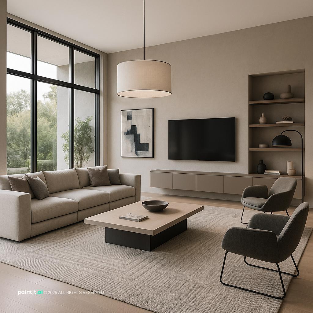 Stunning Contemporary Living Room Design with Taupe Layers for Kelly Hoppen Interior Design Style