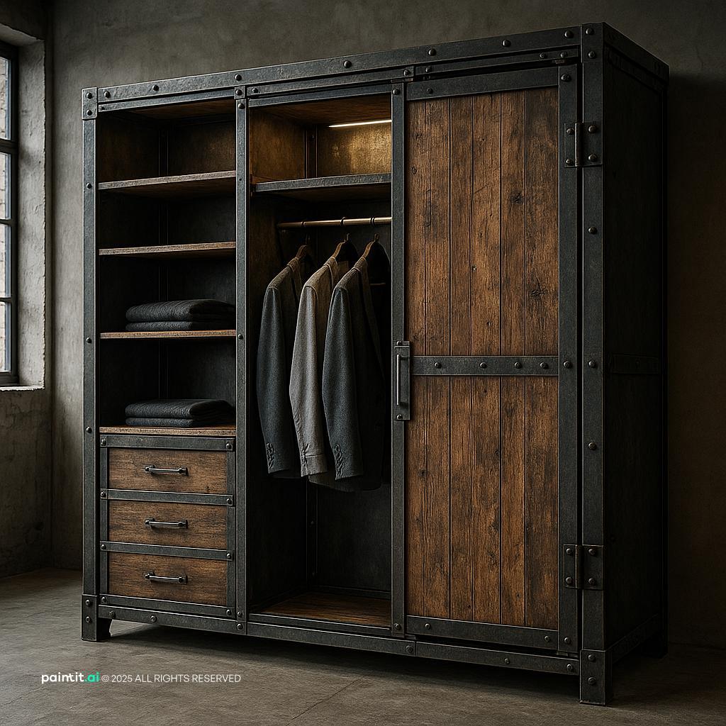 Stylish Industrial Wardrobe for Urban Lofts for New York Loft Style Interior Design