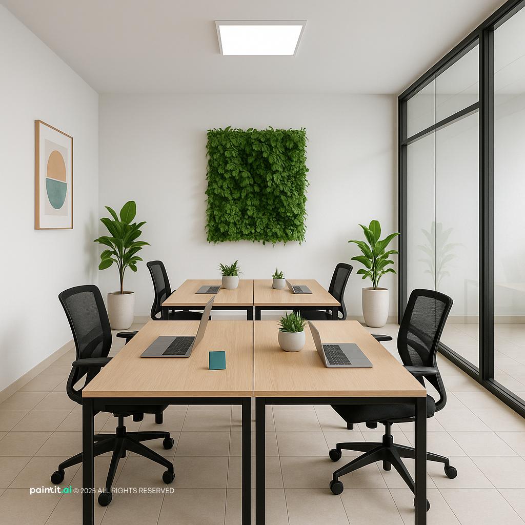 Modern office with tidy storage and focused work area