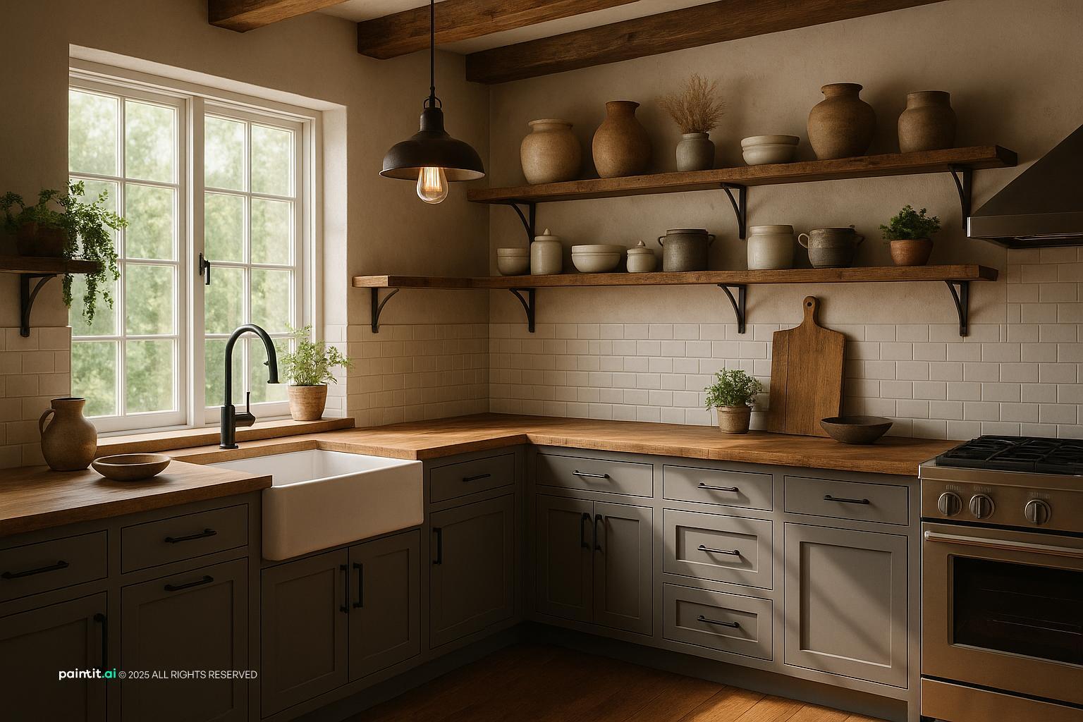 Modern Rustic Farmhouse Kitchen for Country Style Interior Design Characteristics