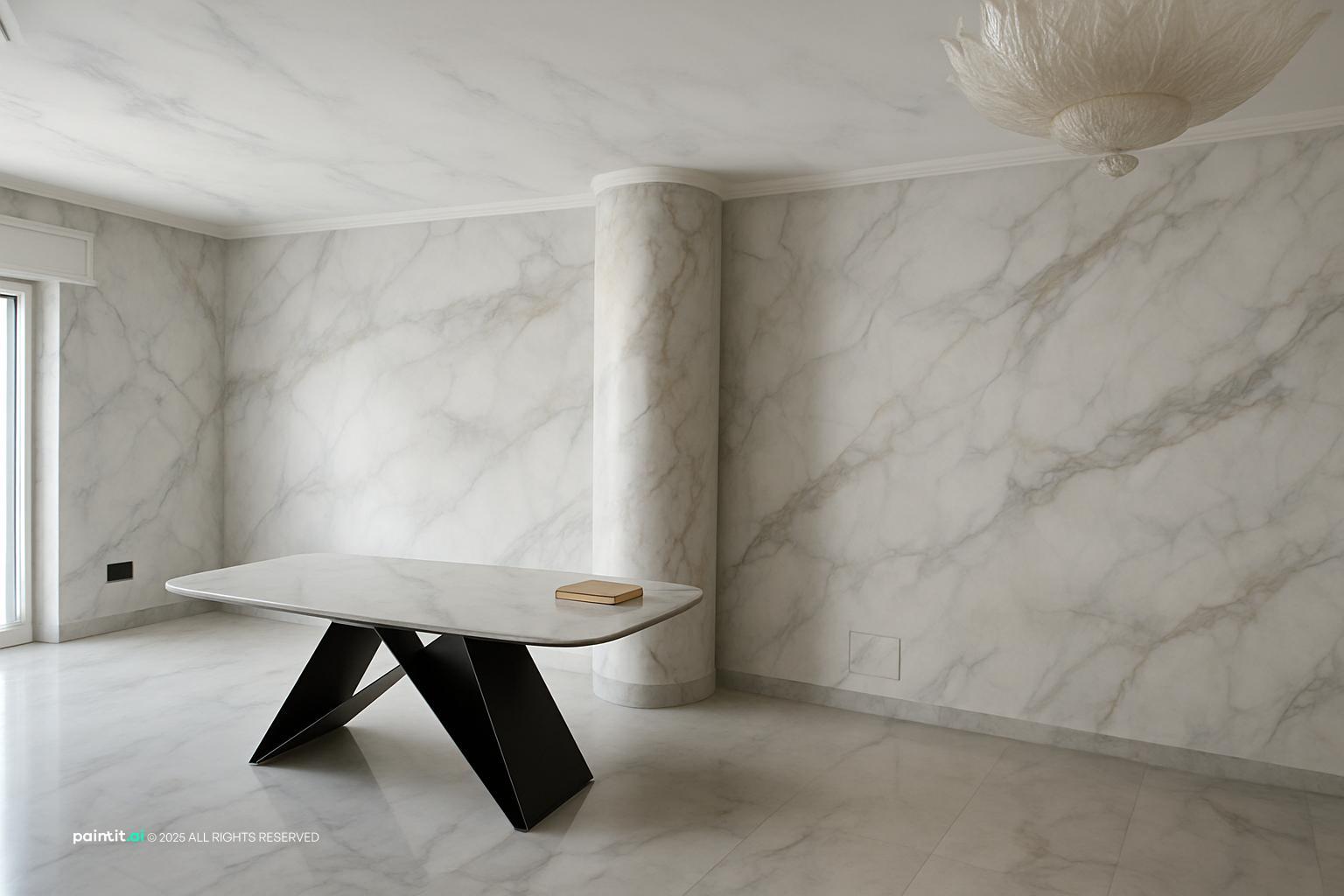 White Marble Living Room - Elegant Design Concepts | Paintit.ai - 7