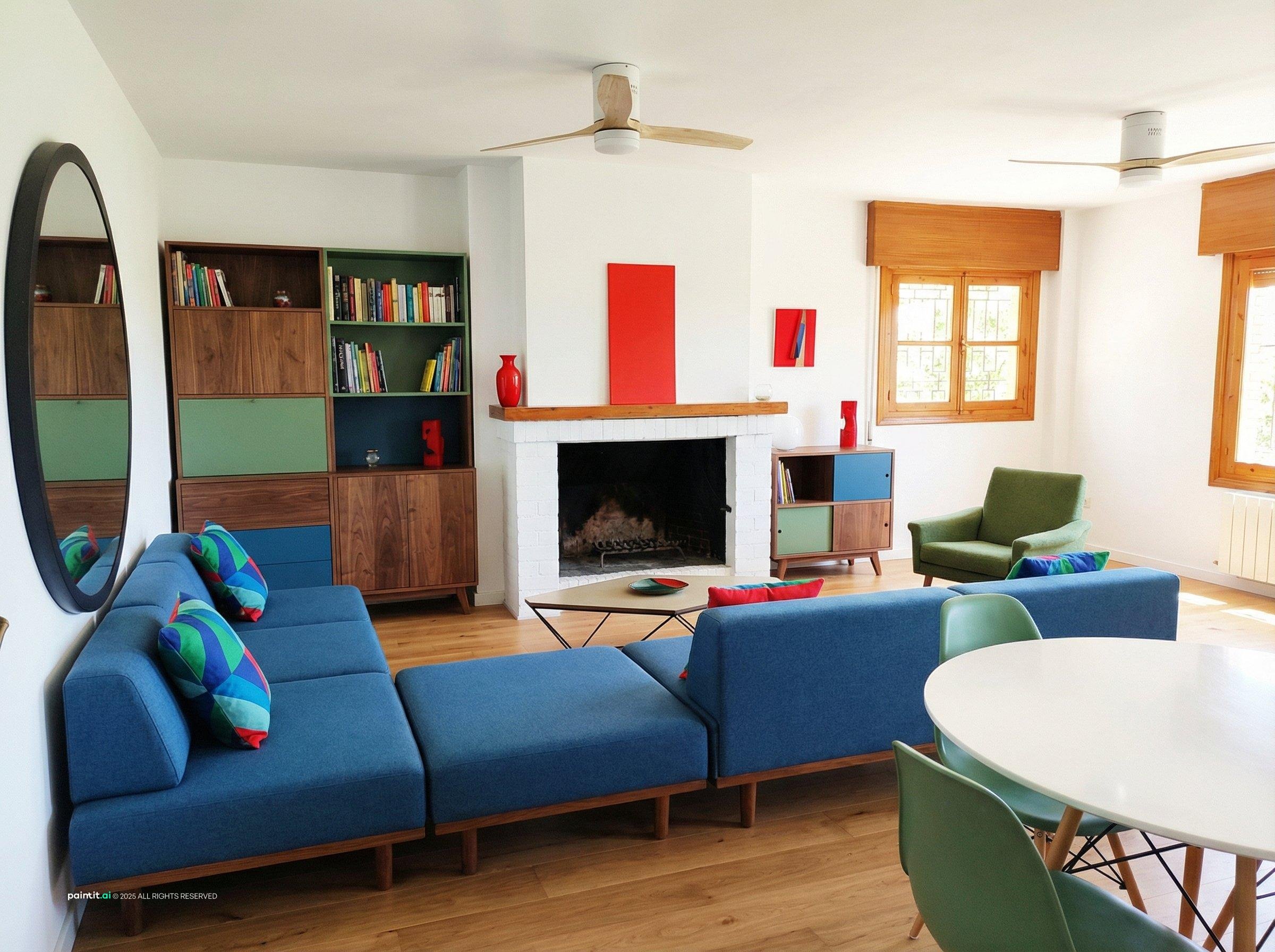 Mid Century Modern Living Room - Design Concepts | Paintit.ai - 14