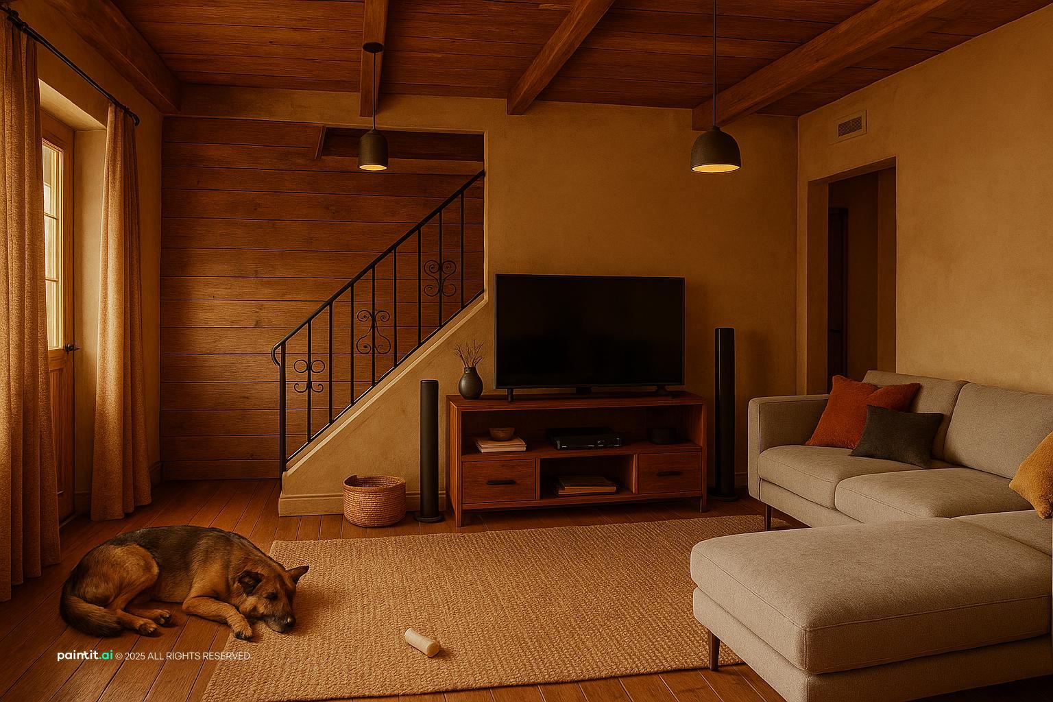 Warm Rustic Modern Living Room: Design Ideas | Paintit.ai - 24