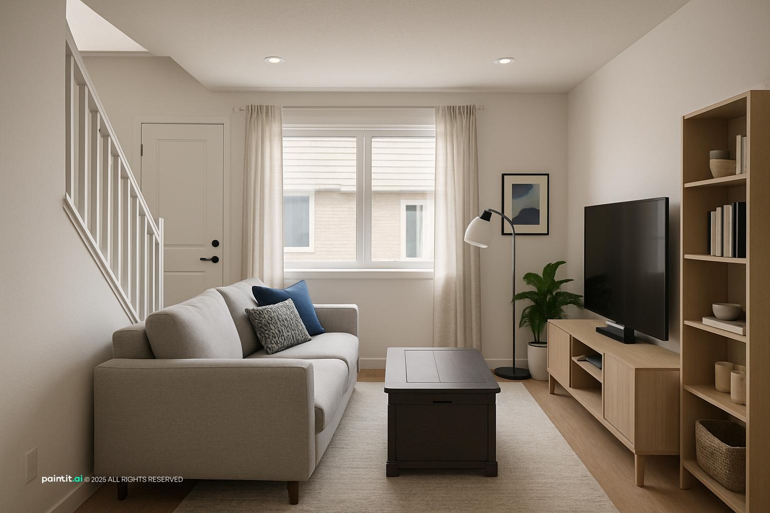 Grey White and Blue Living Room - Design Concepts | Paintit.ai - 31