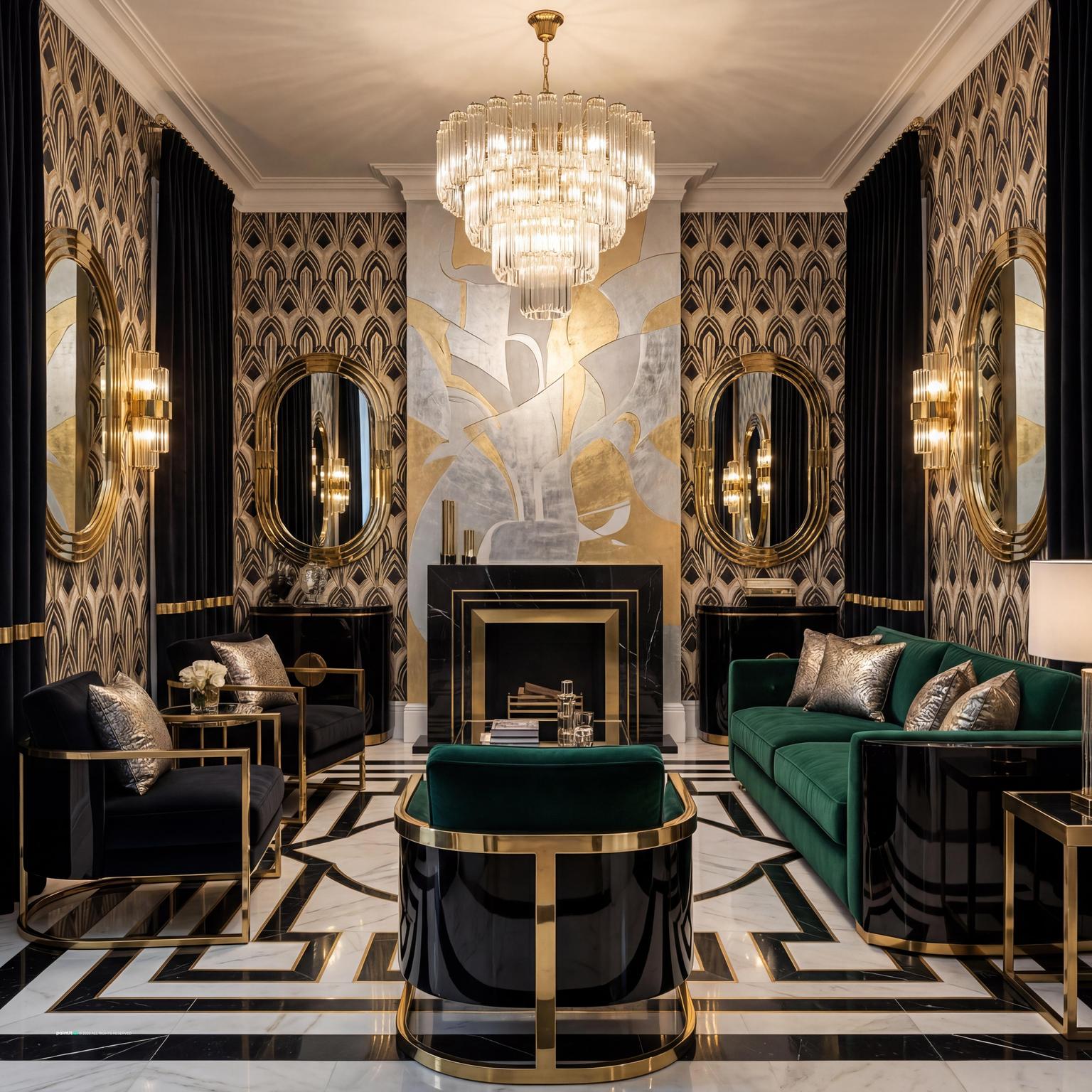 Stunning Art Deco Room with Bold Accents for 1930s Interior Design Style