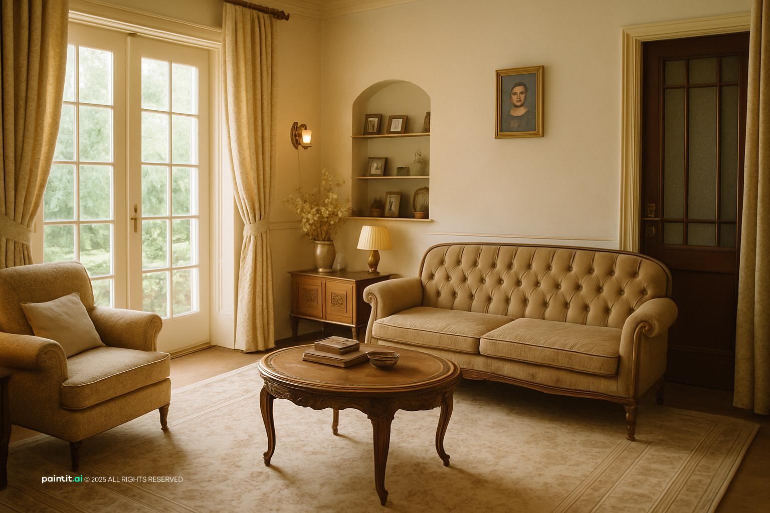 Middle Class 1940s Living Room - Vintage Home Inspiration | Paintit.ai - 10