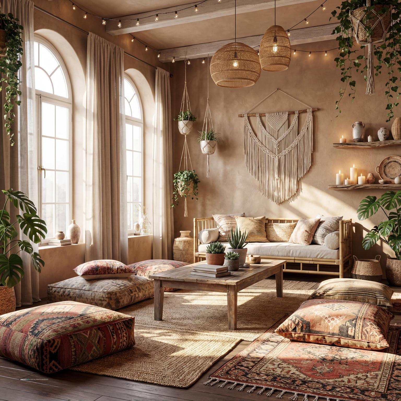 Stunning Bohemian Sanctuary for Bohemian Style Interior Design Characteristics