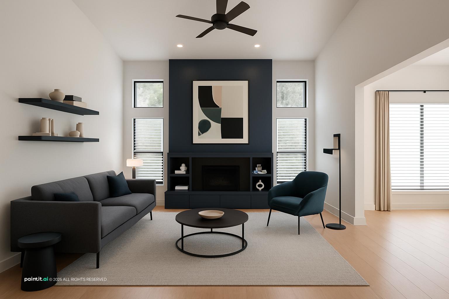 Sage Green and Blue Living Room - Design Inspiration | Paintit.ai - 19